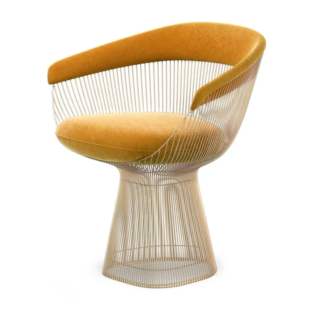 Platner Armchair Gold Base - Yellow, Boucle Wool product