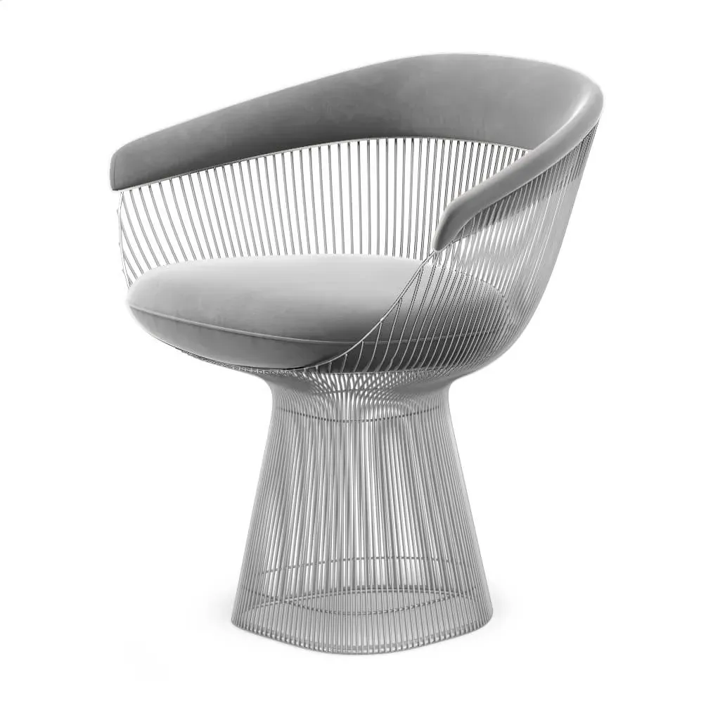 Platner Armchair - Graphite Grey Velvet, Chrome Base product