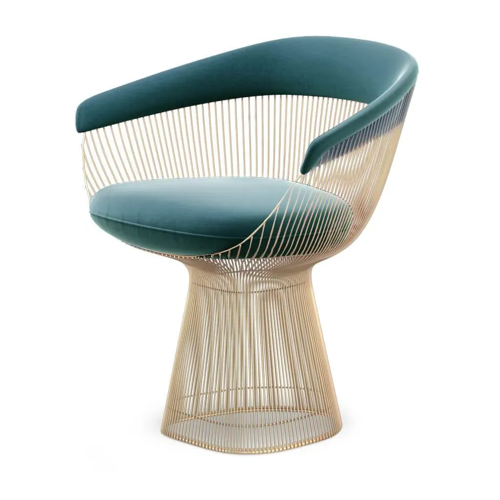 Platner Armchair - Indigo Blue Velvet, Gold Base product
