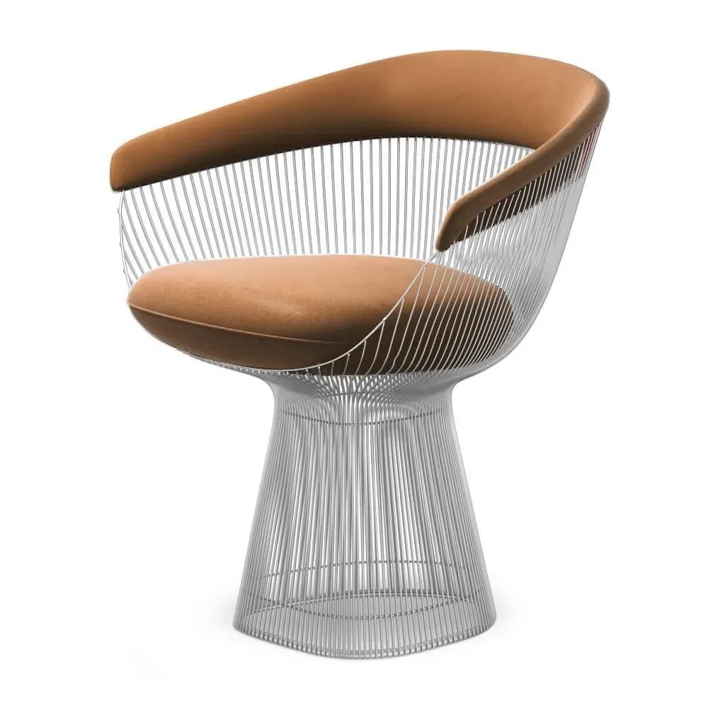 Platner Armchair - Tan, Chrome Wire Base product