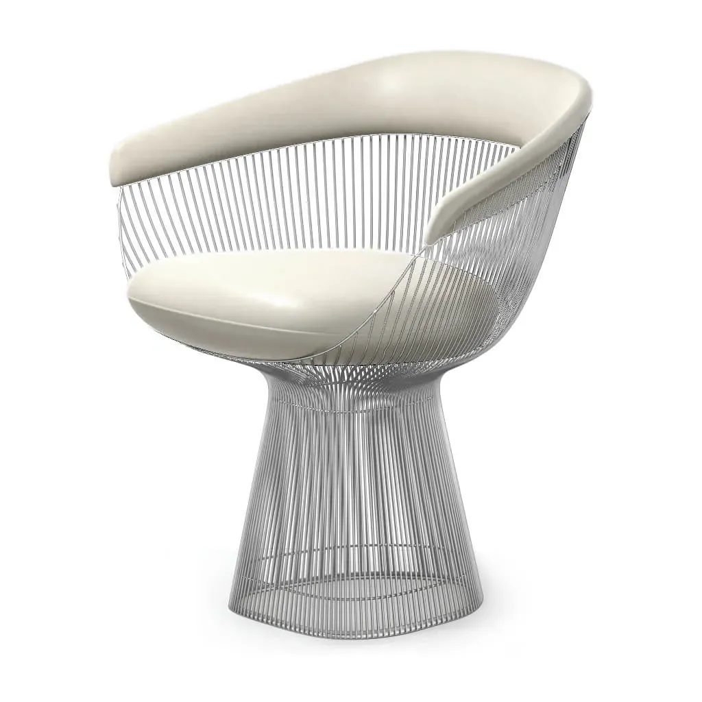 Platner Armchair - White, Aniline Leather Chrome Base product