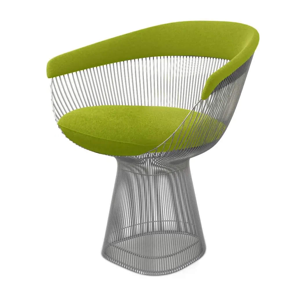 Warren Platner Armchair - Chrome Base, Chartreuse Green Cashmere product