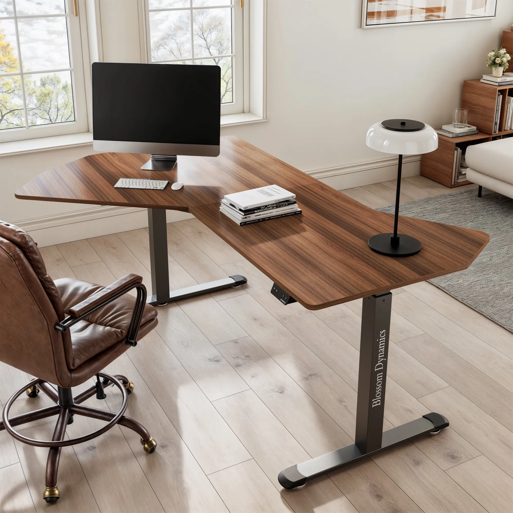 Office Standing Desk Height Adjustable - Walnut