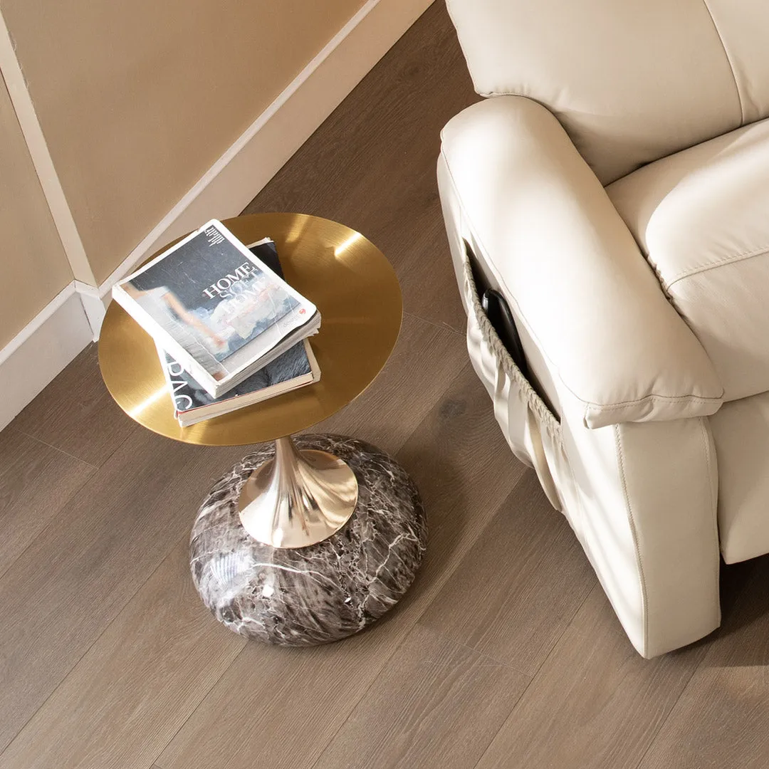 15" Round Side Table - Stainless Steel, Stone