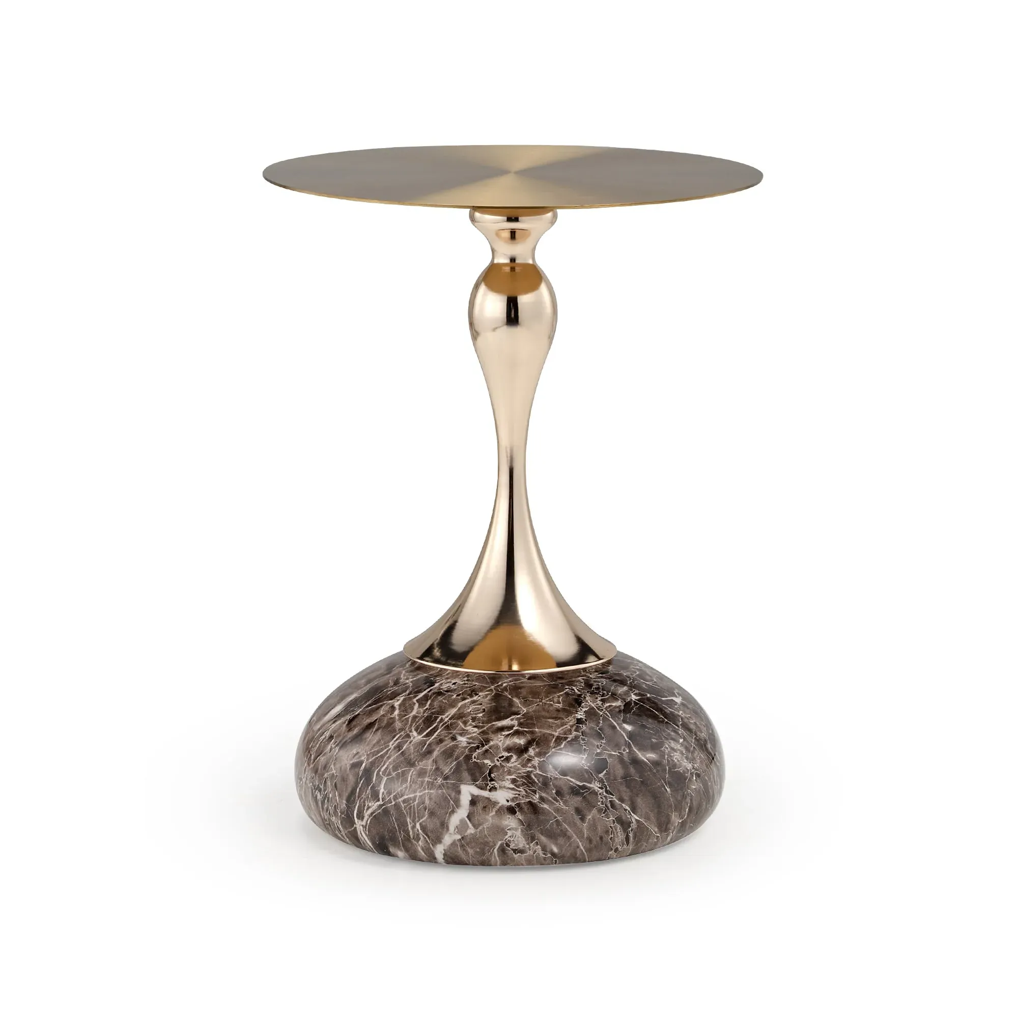 15" Round Side Table - Stainless Steel, Stone image