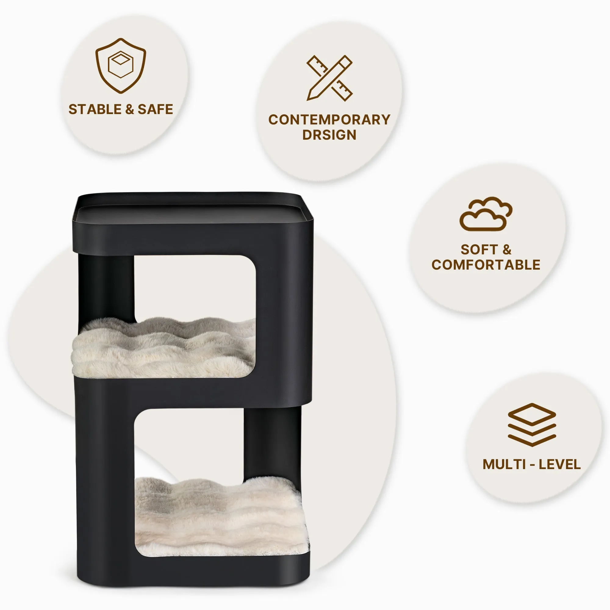 3-Tier Cat Tower Side Table - Black