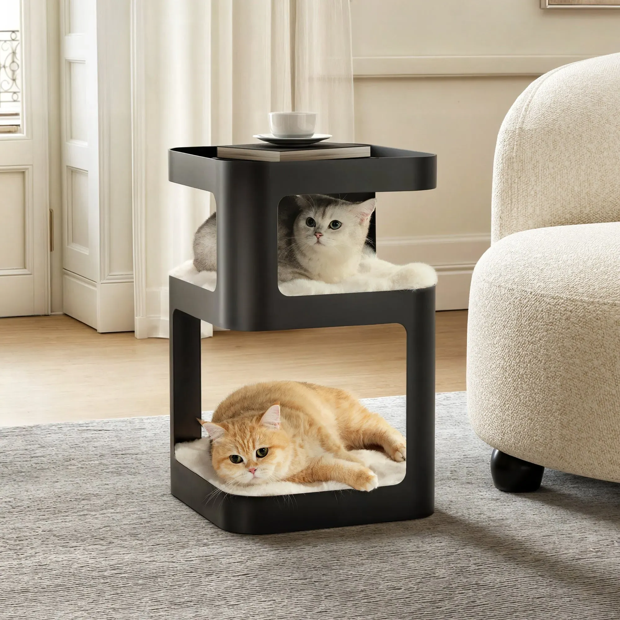 3-Tier Cat Tower Side Table - Black image