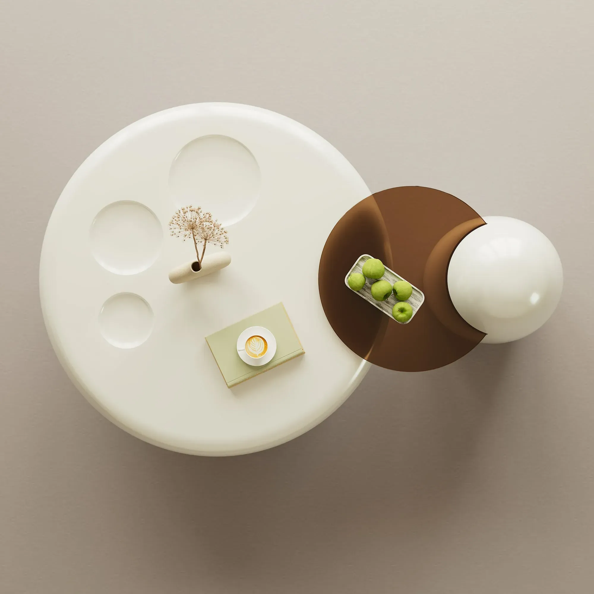 33" Abstract Cat Claw Coffee Table with Penguin Side Table Set