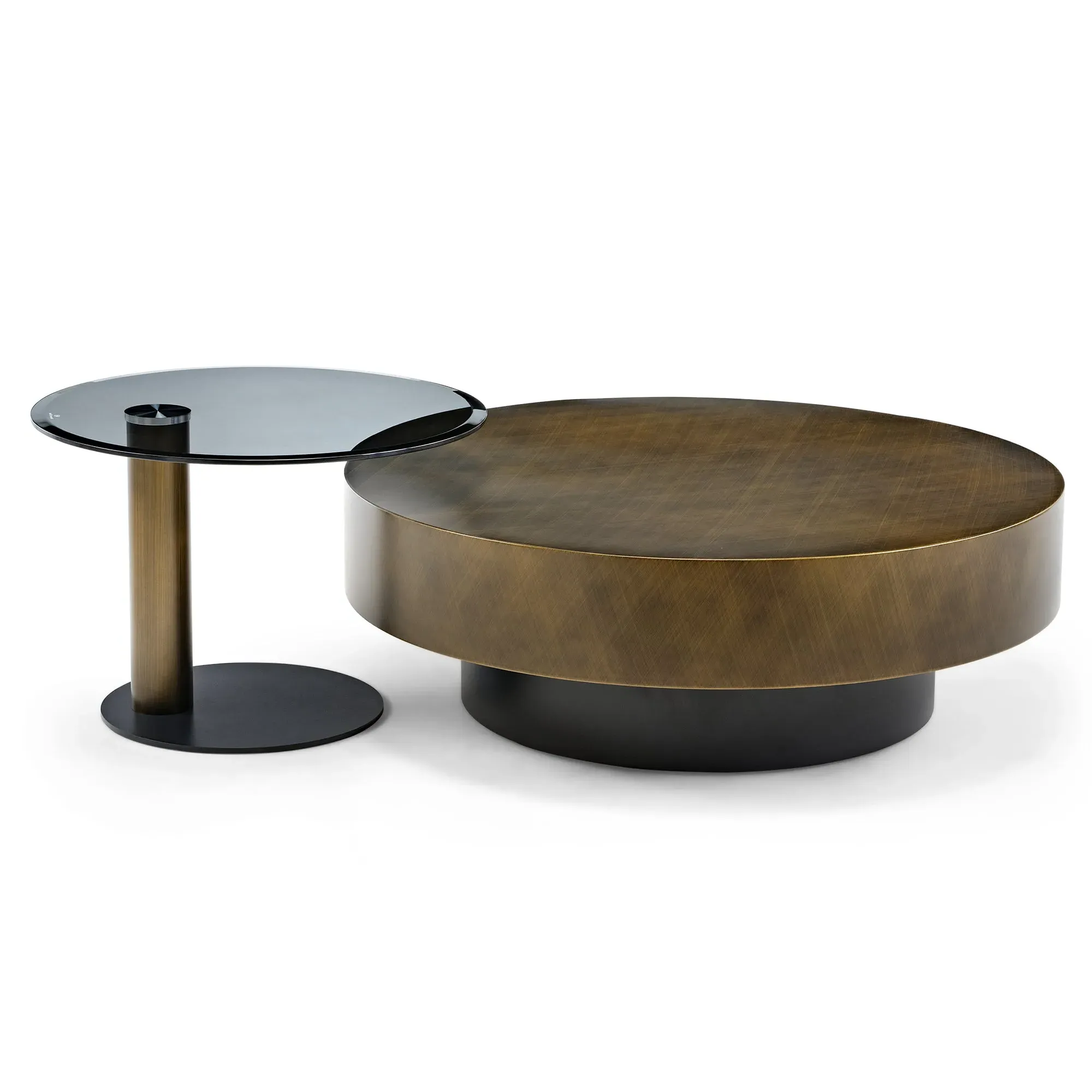 35" Coffee Table with Glass Side Table Set - Brown image