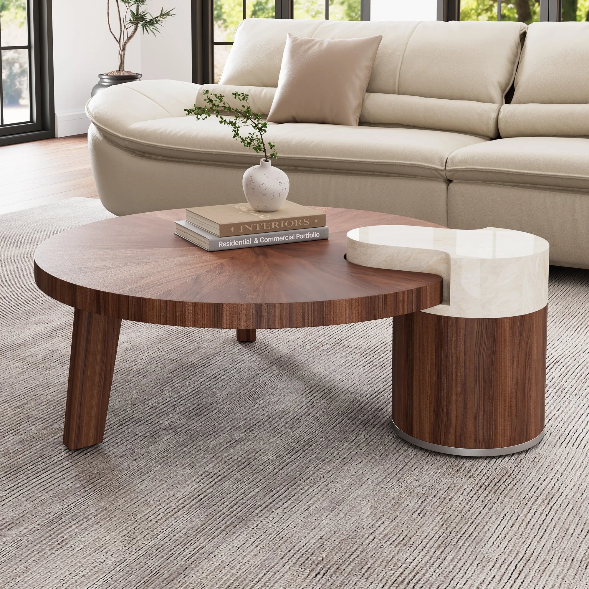 41" Irregular Round Coffee Table - Walnut