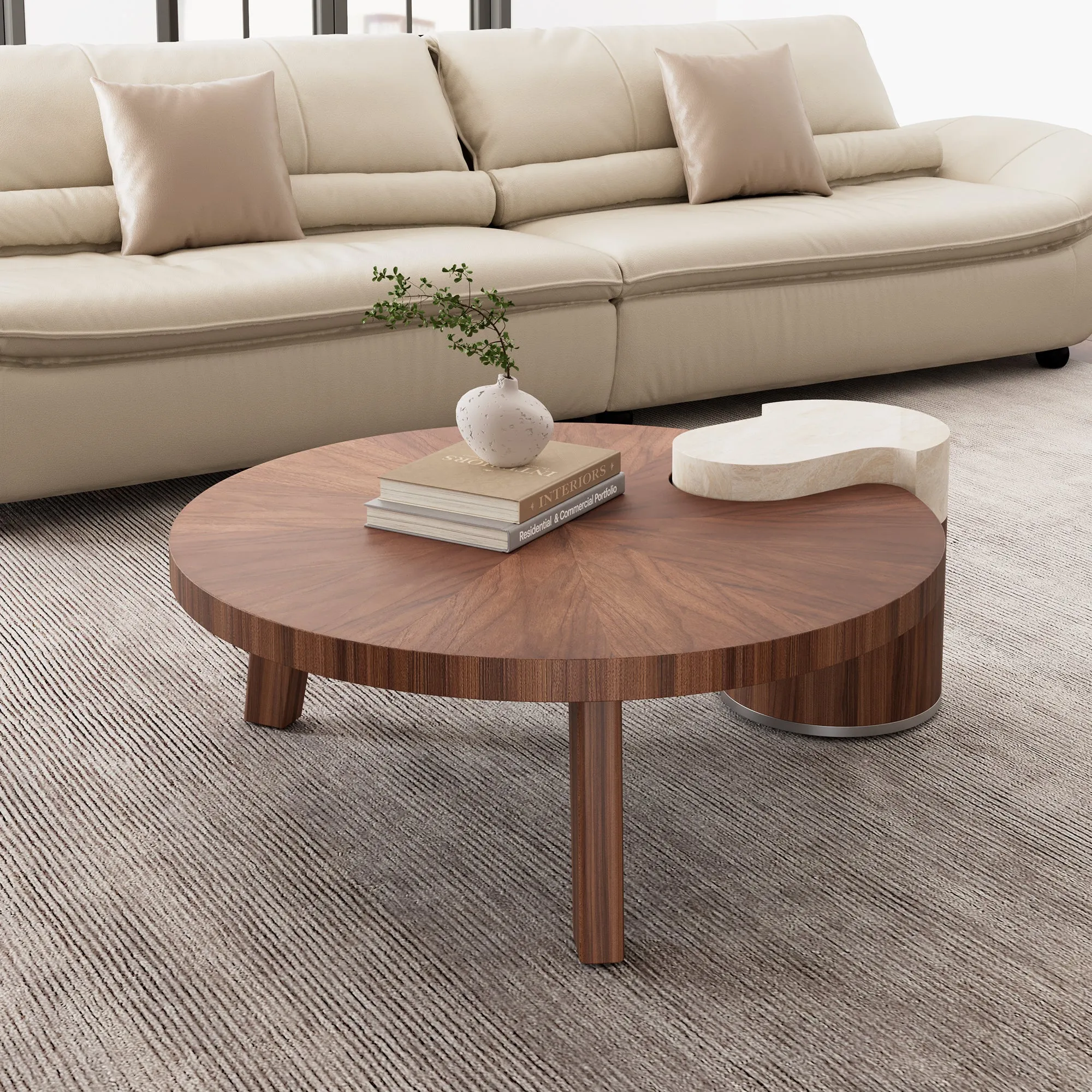 41" Irregular Round Coffee Table - Walnut