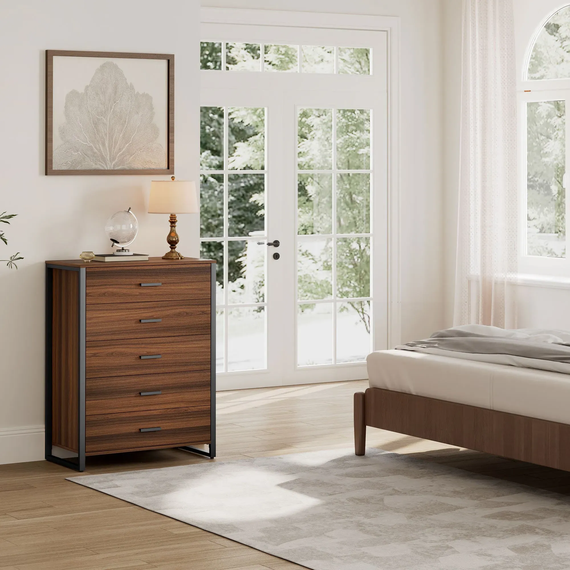 42" 5-Drawer Chest Dresser - Walnut