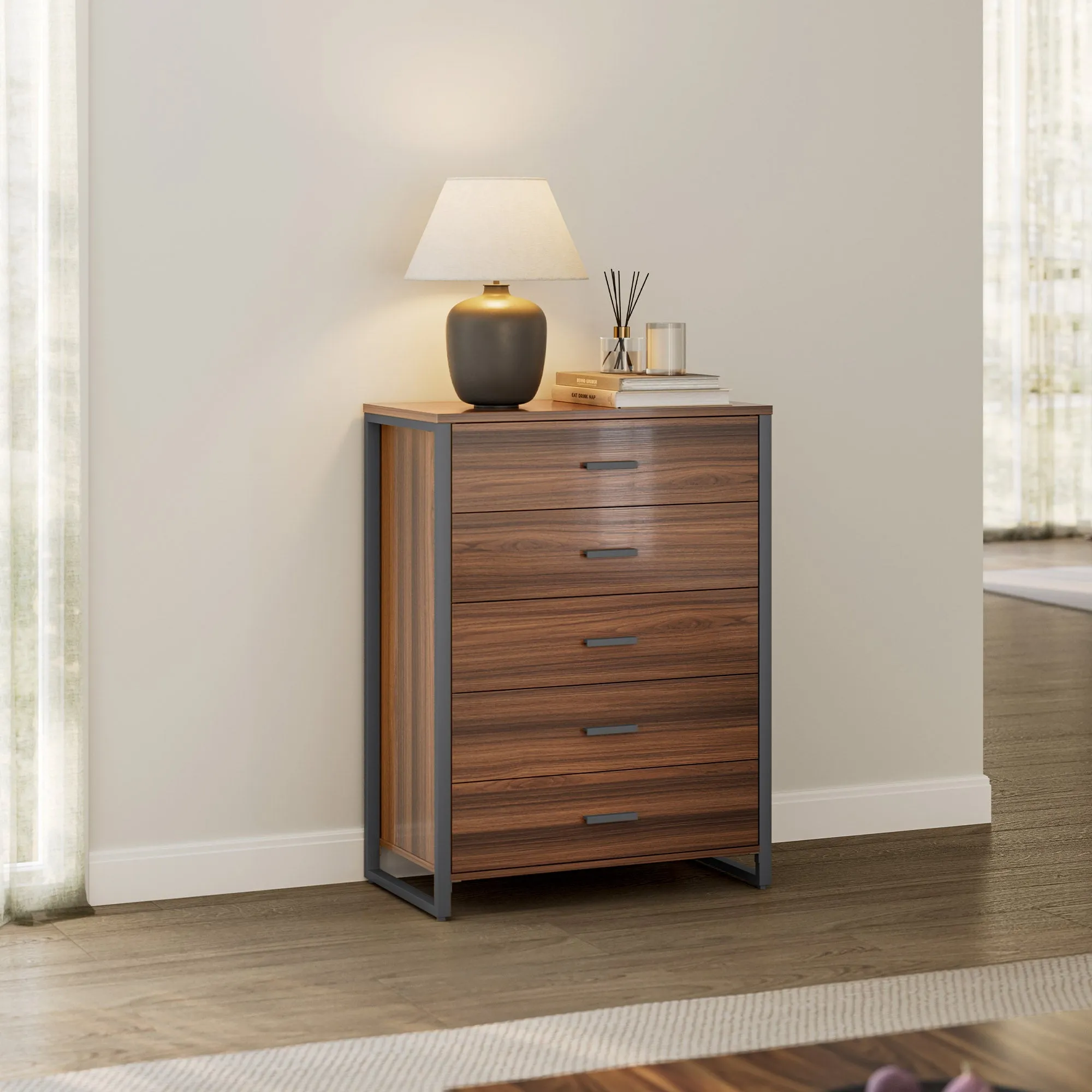 42" 5-Drawer Chest Dresser - Walnut