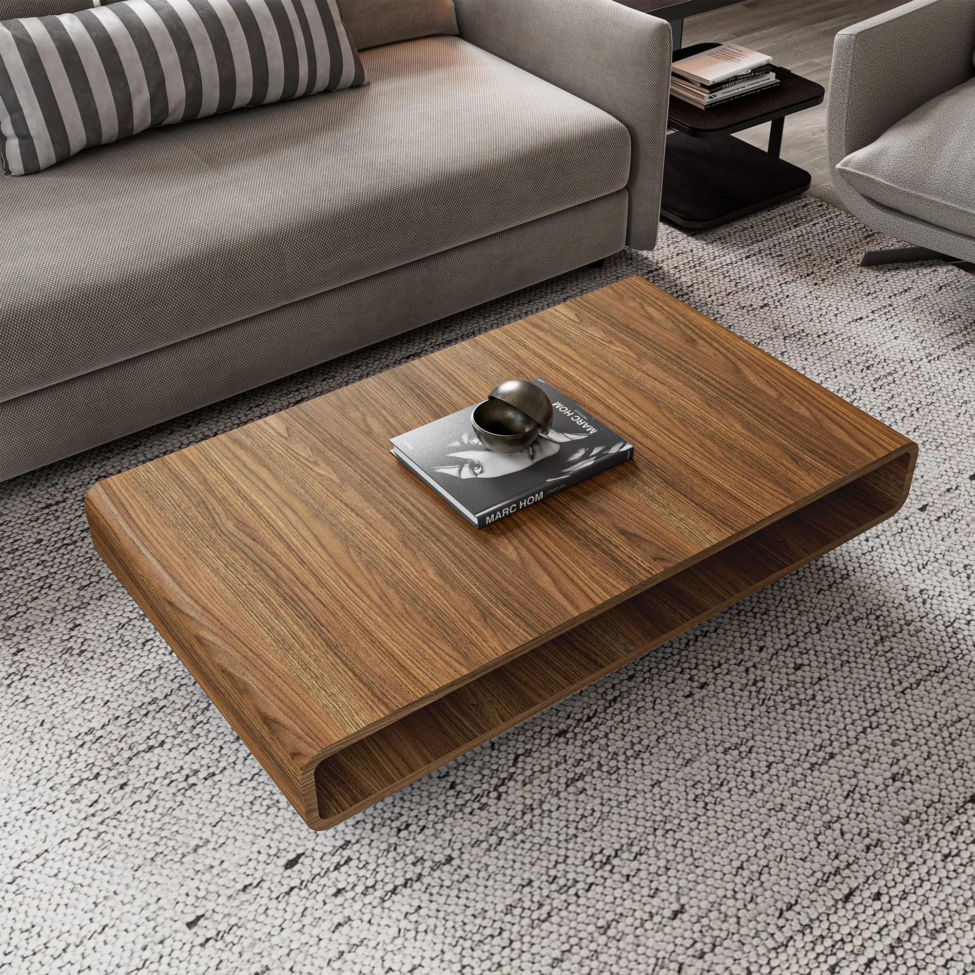 47" Rounded Rectangular Coffee Table - Walnut