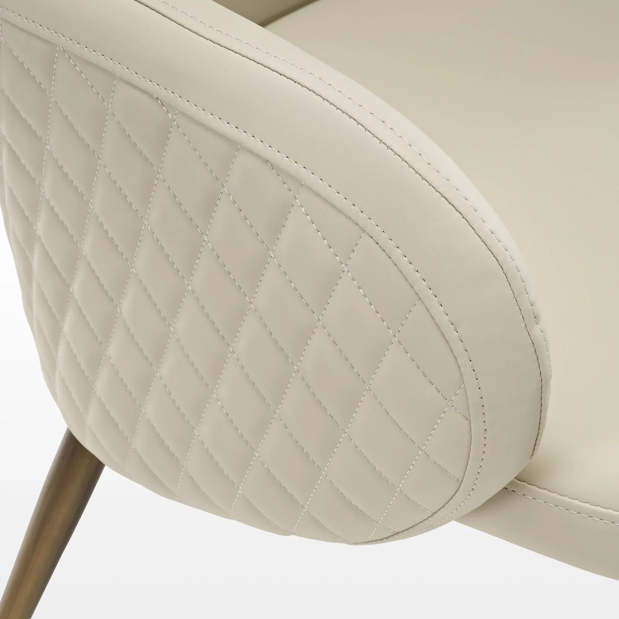Acalay Upholstered Dining Arm Chairs Set of 2 - Beige, Faux Leather alternate view