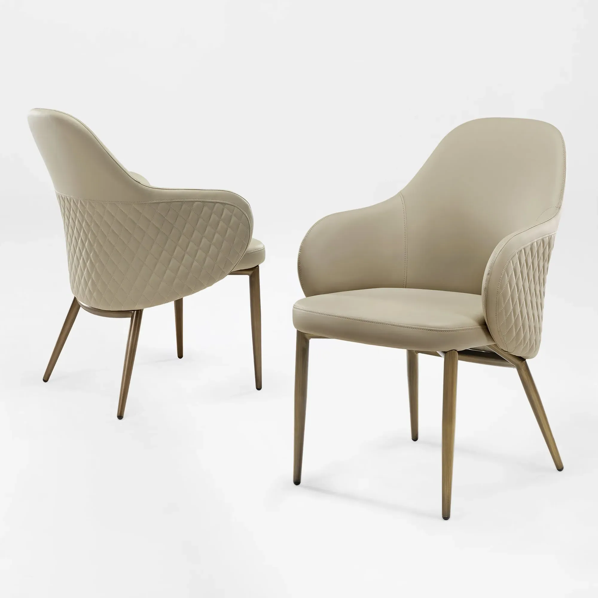 Acalay Upholstered Dining Arm Chairs Set of 2 - Beige, Faux Leather product
