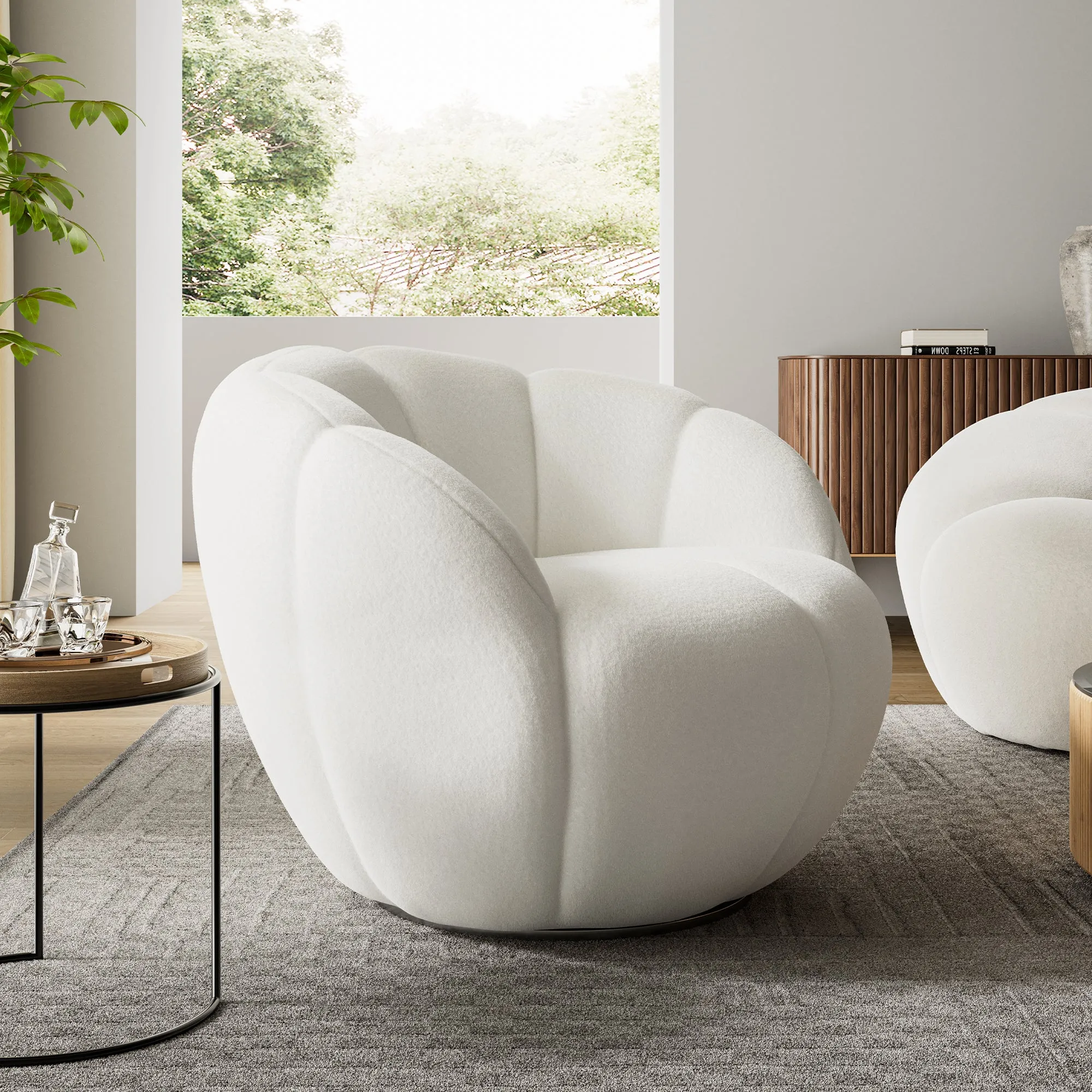 Adele Upholstered Swivel Chair - White image