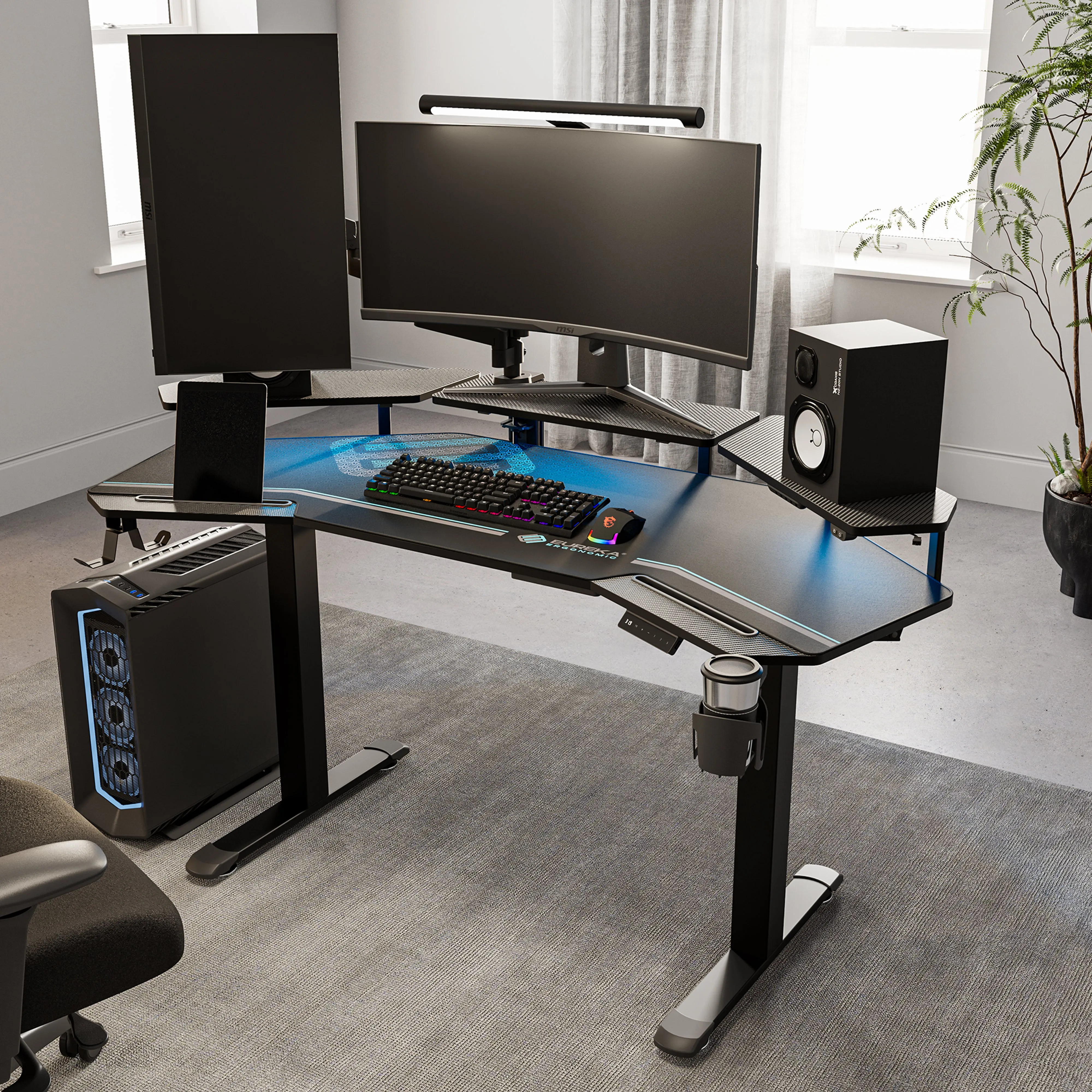 Aero Pro Wing Shaped Standing Desk with Accessories
