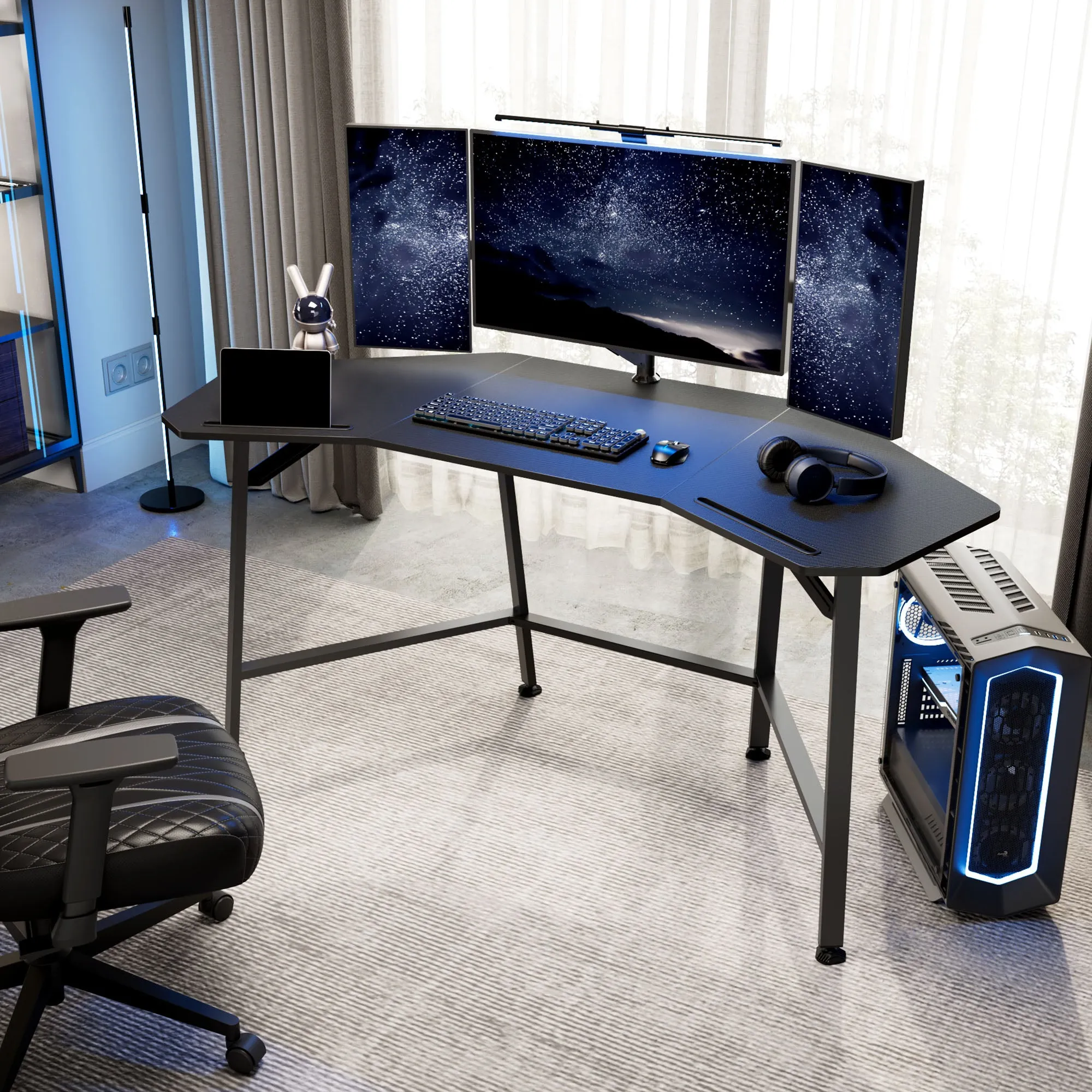 Aero Wing-Shaped Studio Desk 63'' with RGB Lighting - Black product