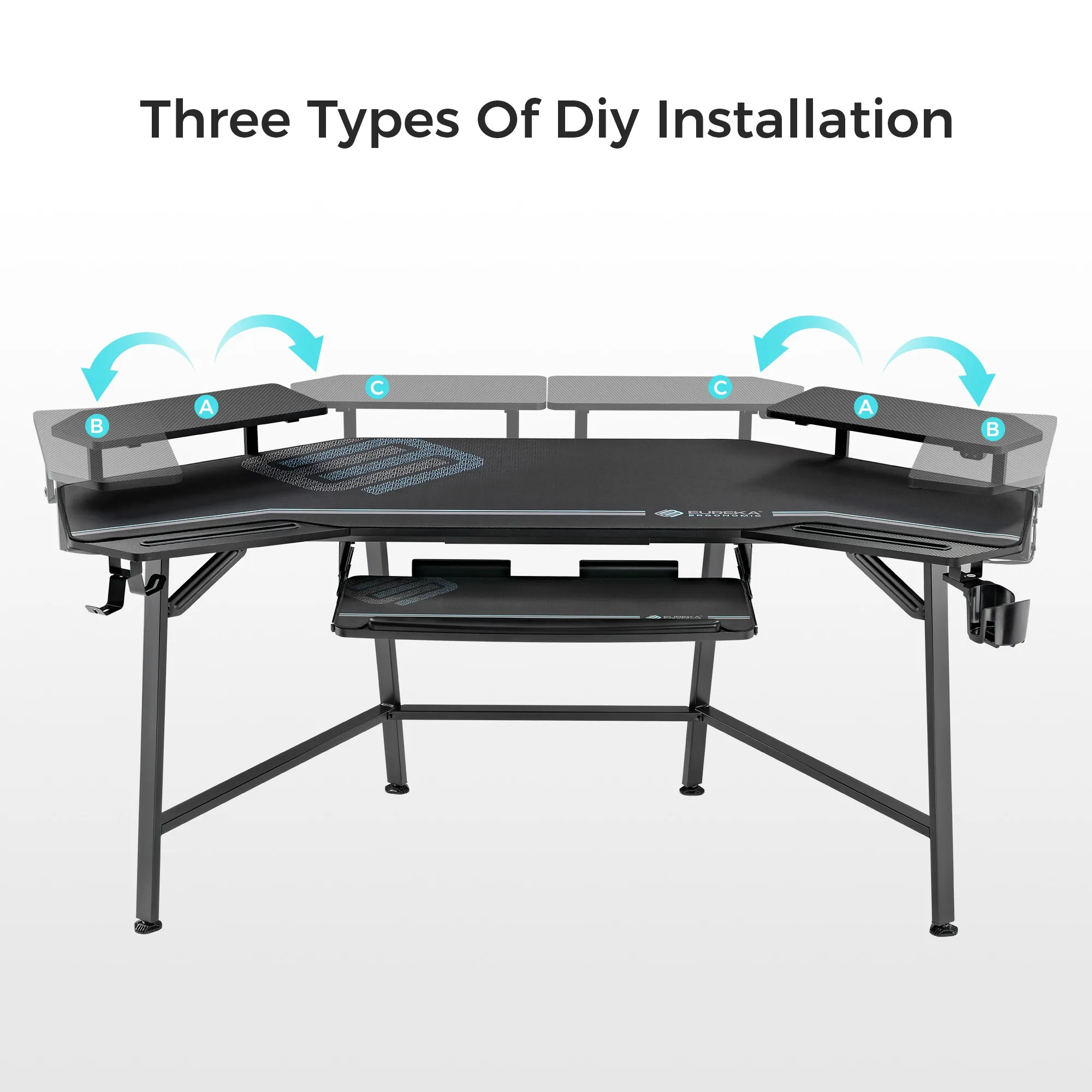 Aero Wing-Shaped Studio Desk - Black