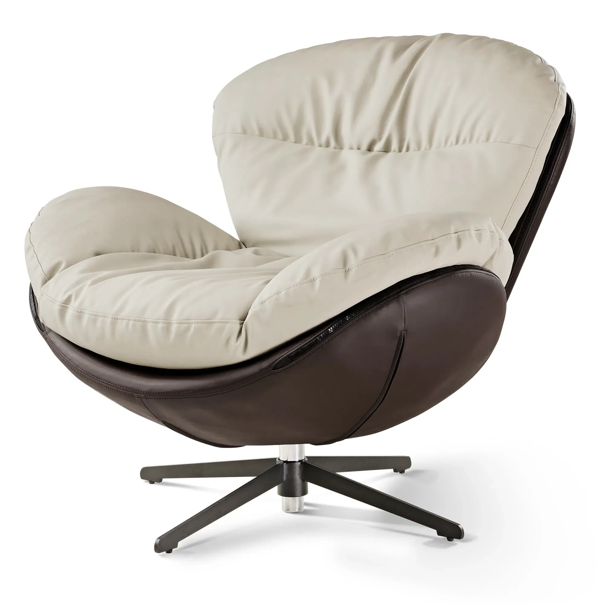 Alexia Swivel Lounge Chair - Gray, Synthetic Leather image