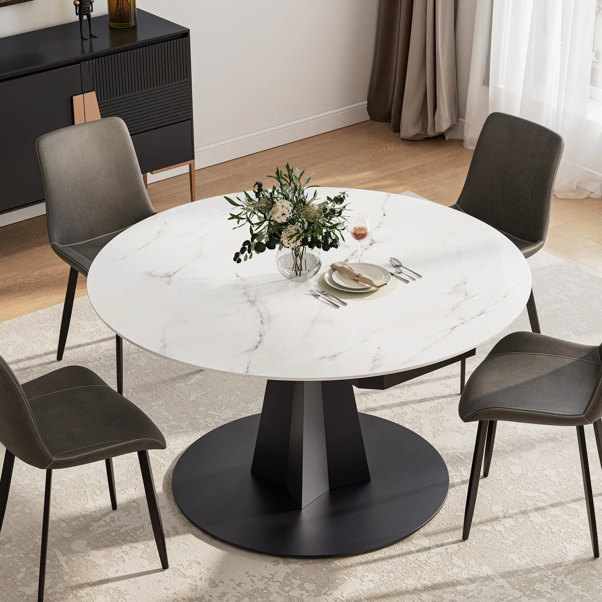 Amelia Round Extendable Dining Table - White