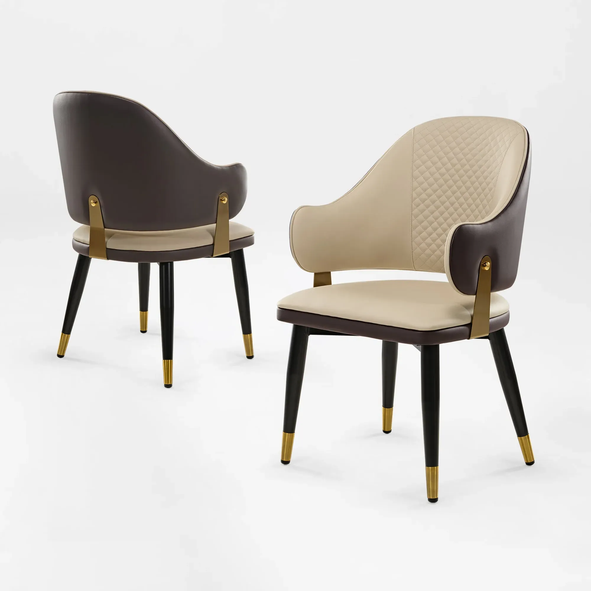 Anareli Upholstered Dining Arm Chairs Set of 2 - Beige, Brown