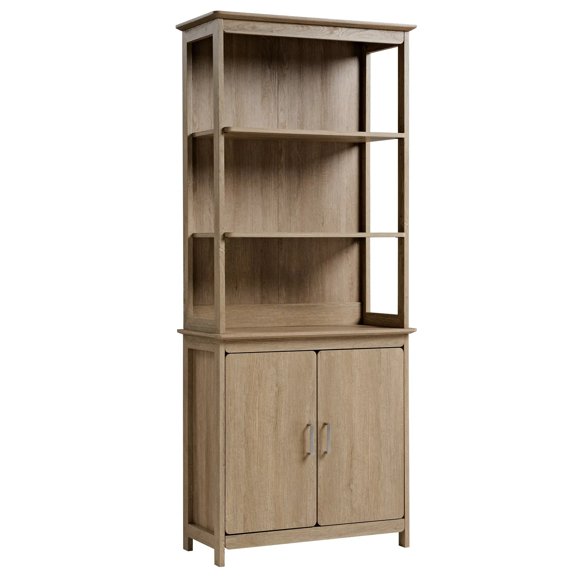 Ark EL 71" Display Bookshelf with Storage Cabinet - Oak