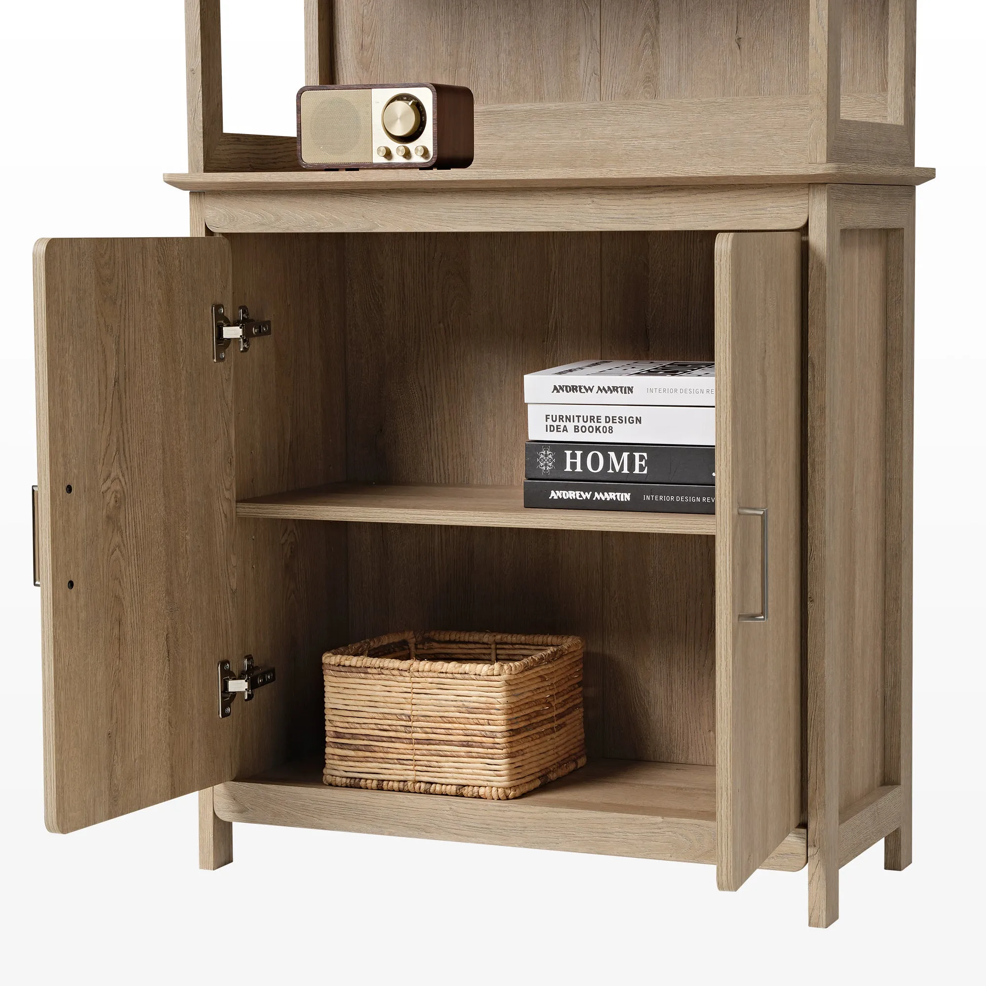 Ark EL 71" Display Bookshelf with Storage Cabinet - Oak