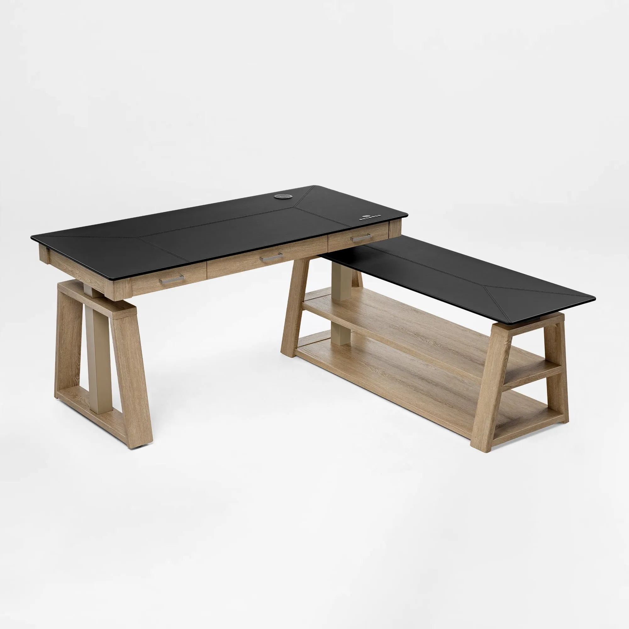 Ark EX Executive Standing Desk with Storage - Oak