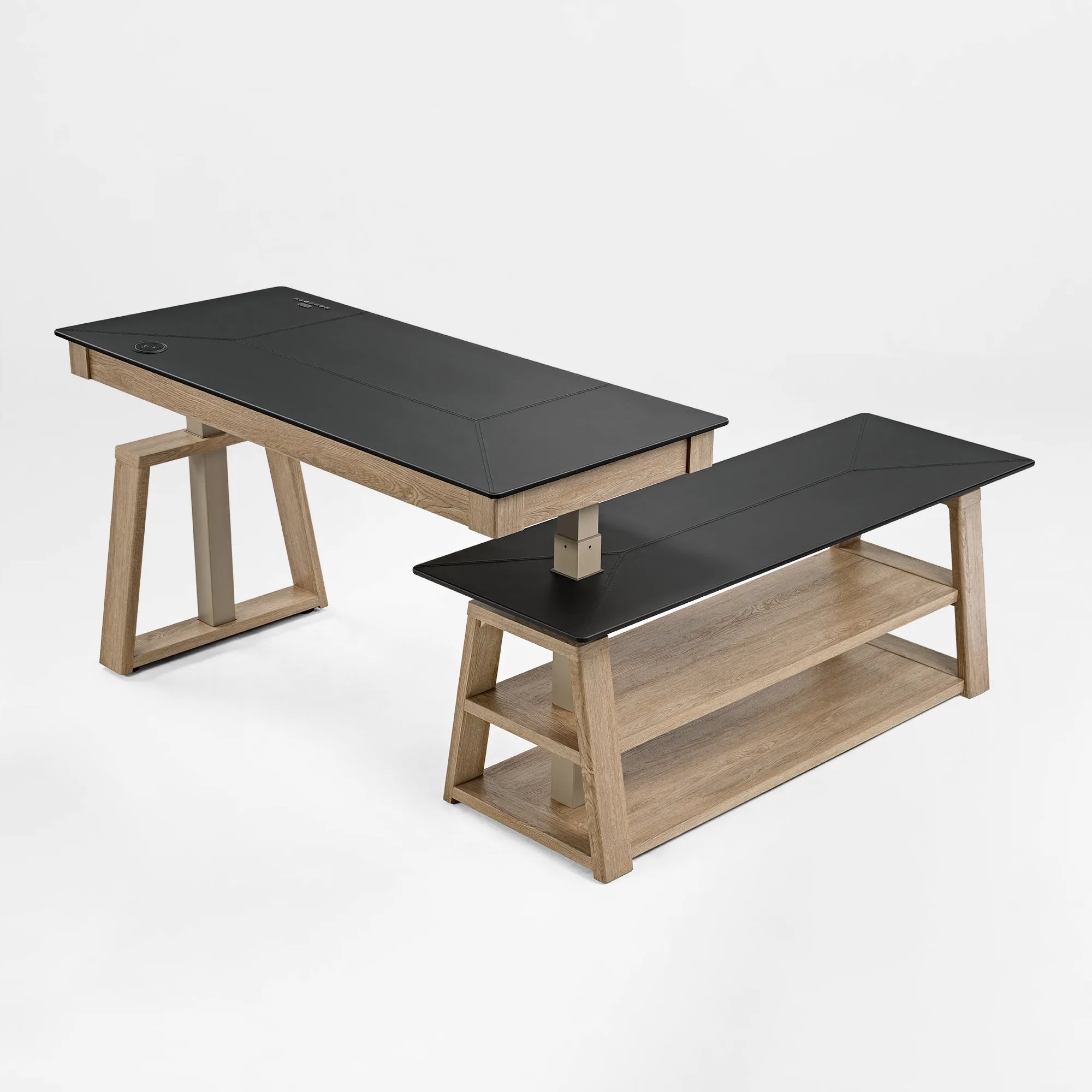 Ark EX Executive Standing Desk with Storage - Oak