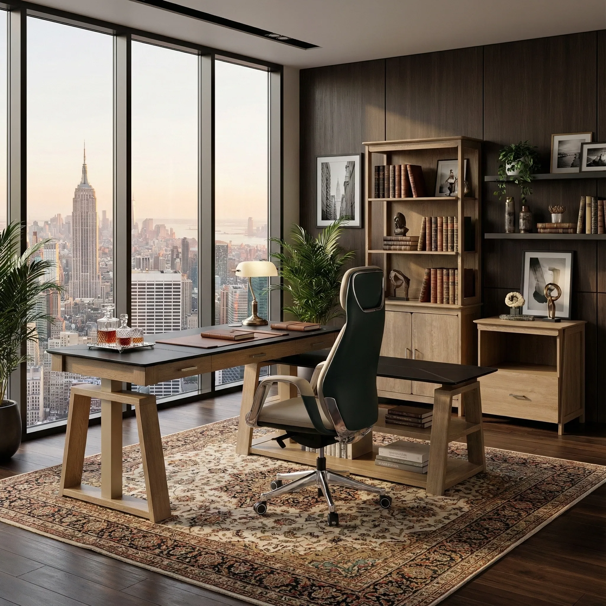 Ark EX Standing Desk & Chair Set with Storage - Oak