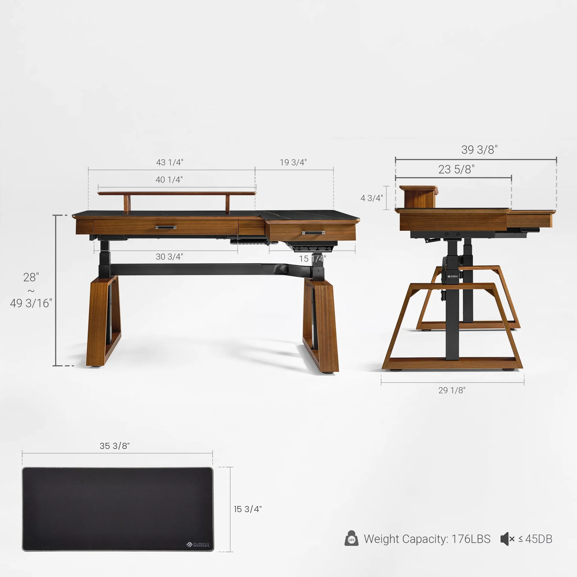 Ark L-Shaped Standing Desk & Executive Chair Set - Sintered Stone
