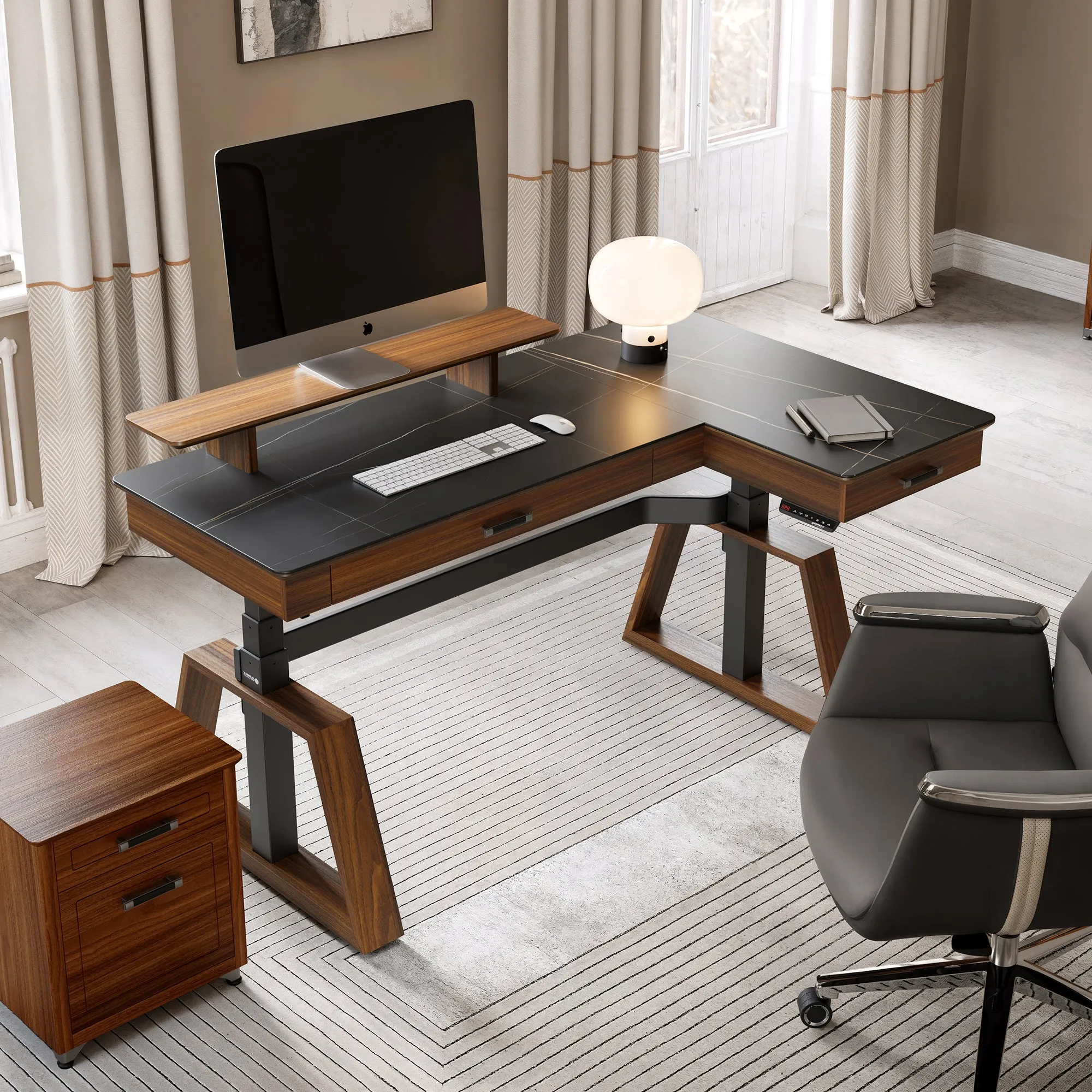 Ark Pro L-Shaped Standing Desk - Sintered Stone