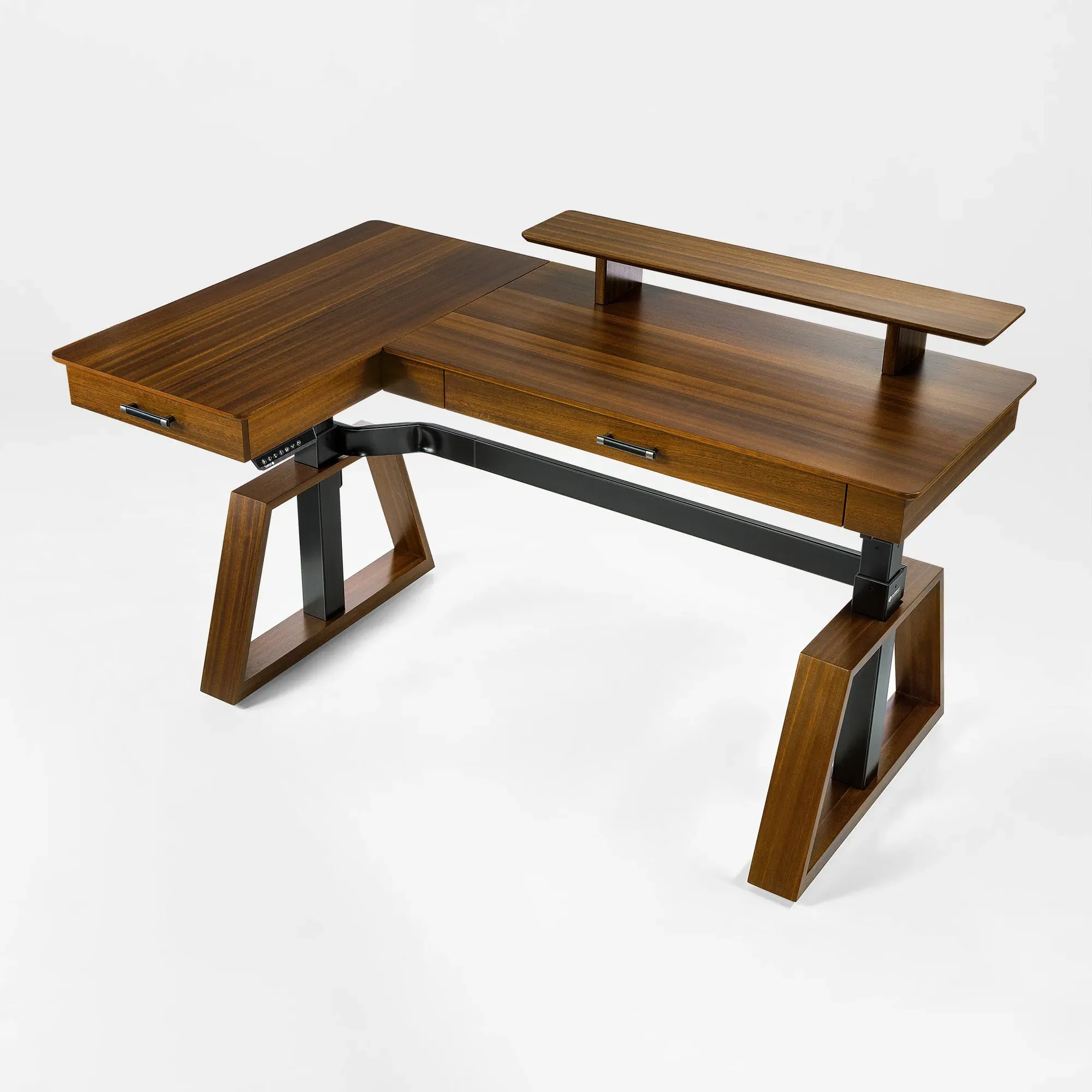 Ark Pro L-Shaped Standing Desk - Walnut