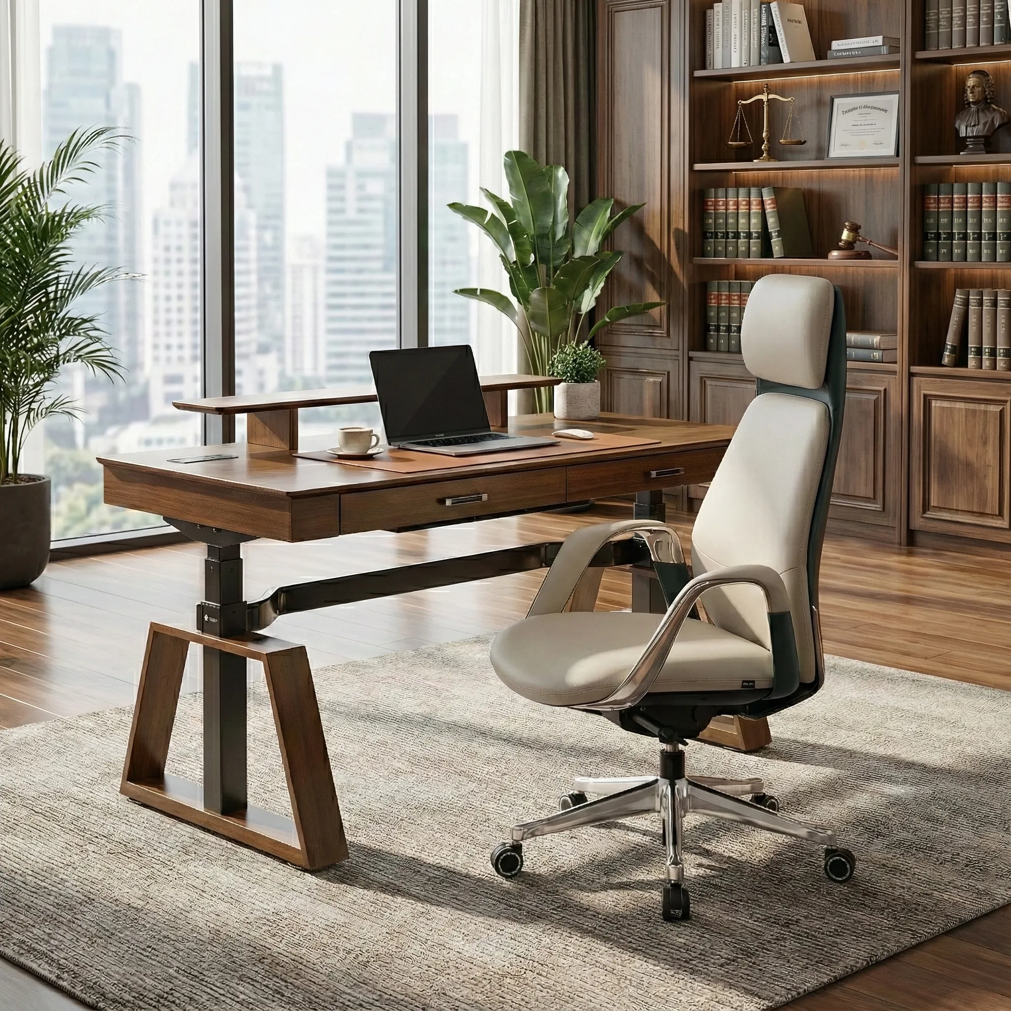 Ark Standing Desk & Executive Chair Set - Walnut