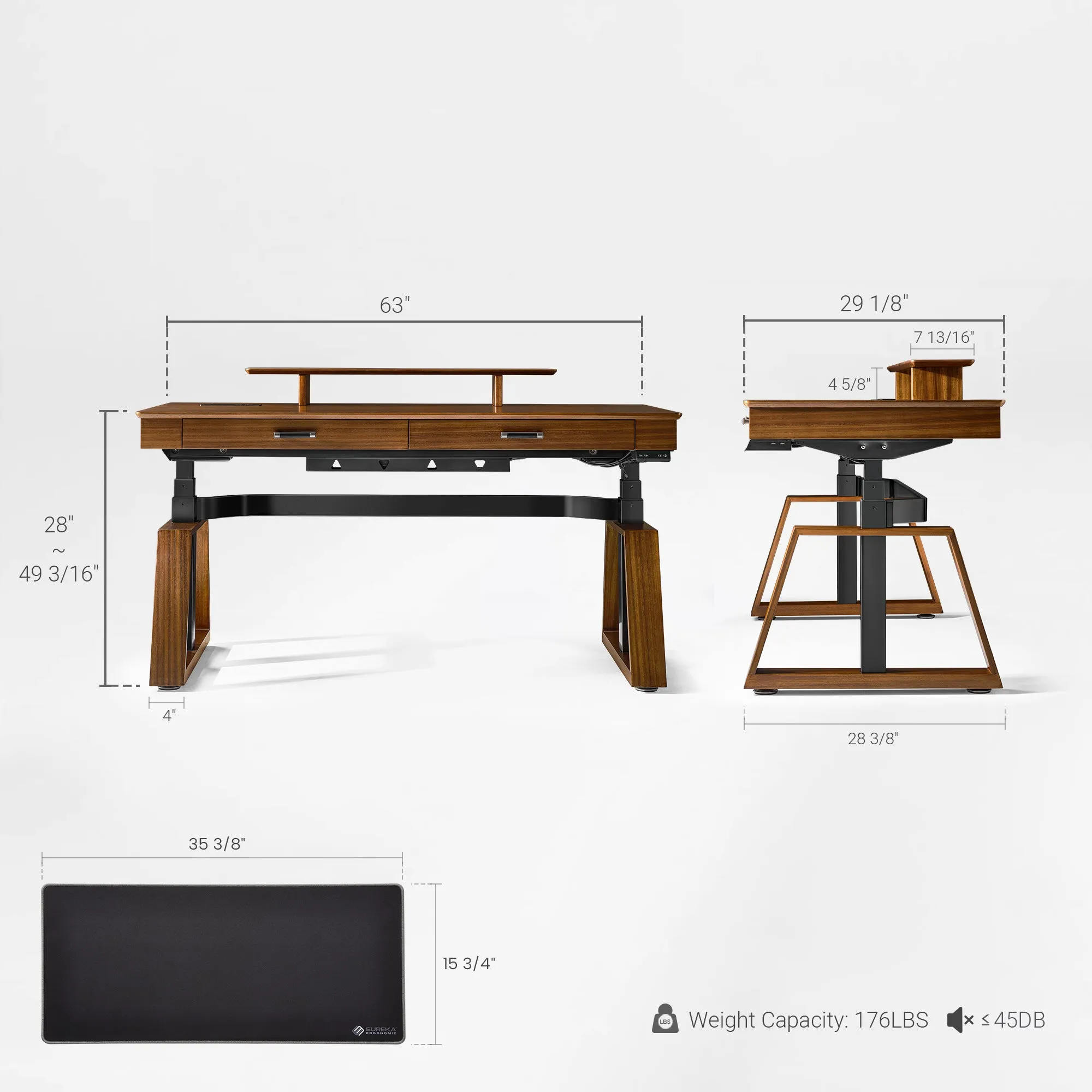Ark Standing Desk & Executive Chair Set - Walnut
