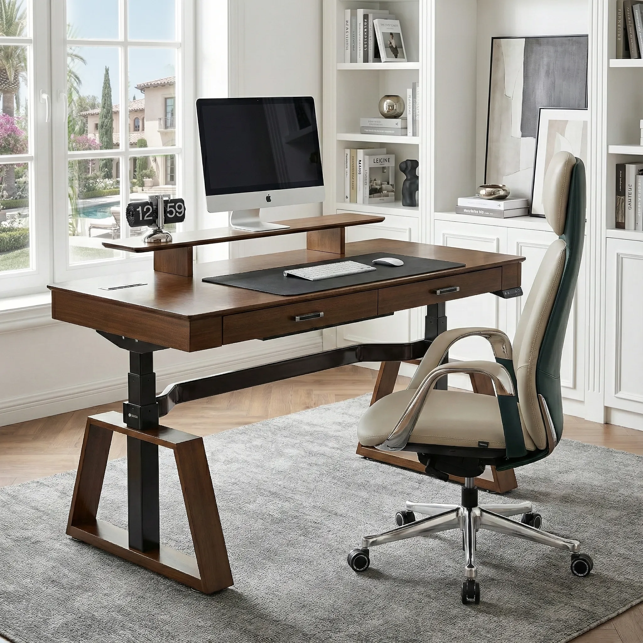 Ark Standing Desk & Executive Chair Set - Walnut