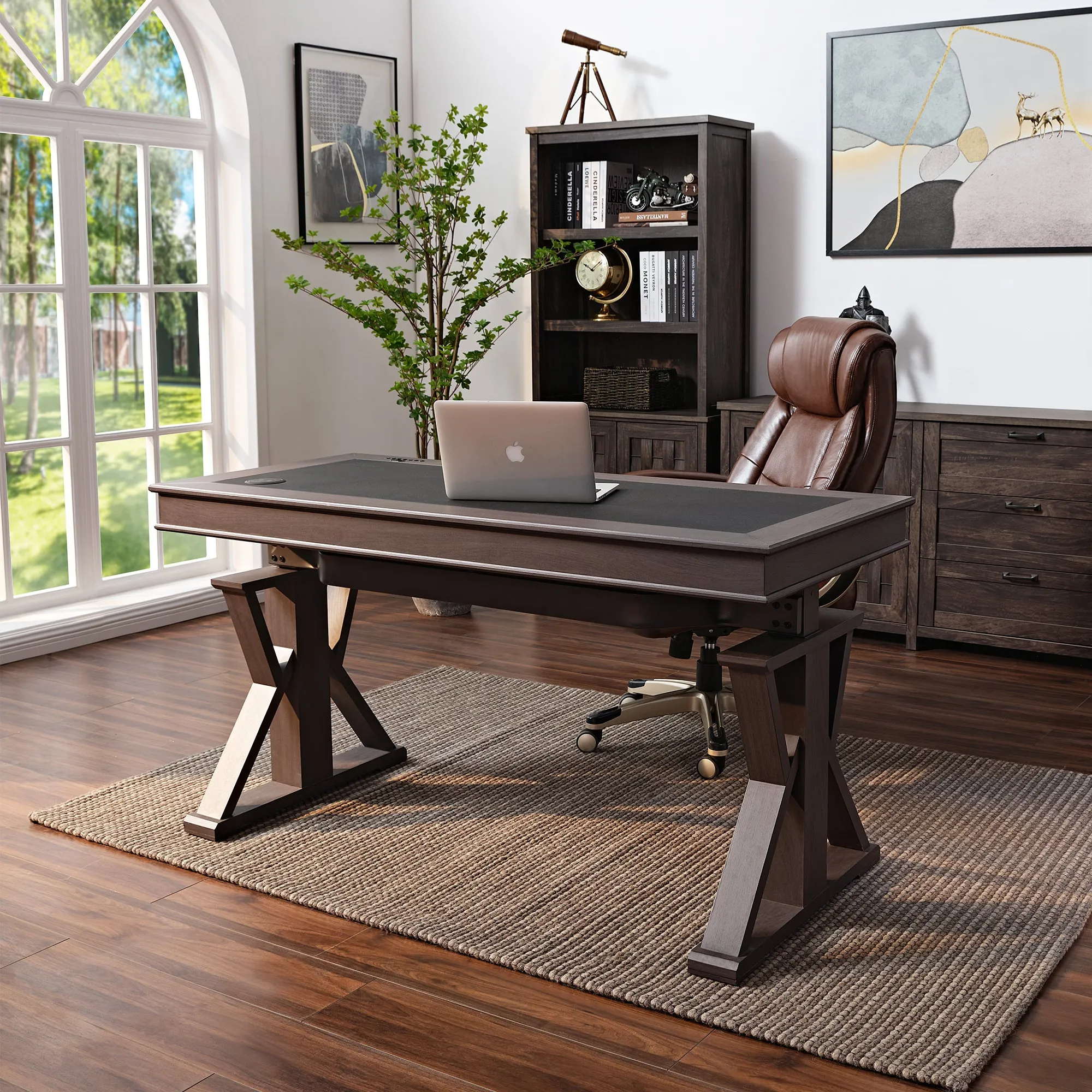 Ark X Executive Standing Desk with Drawers - Oak