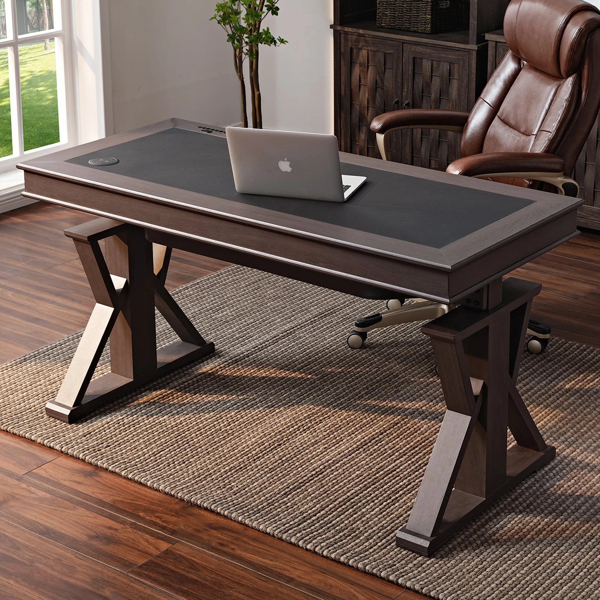 Ark X Executive Standing Desk with Drawers - Oak image