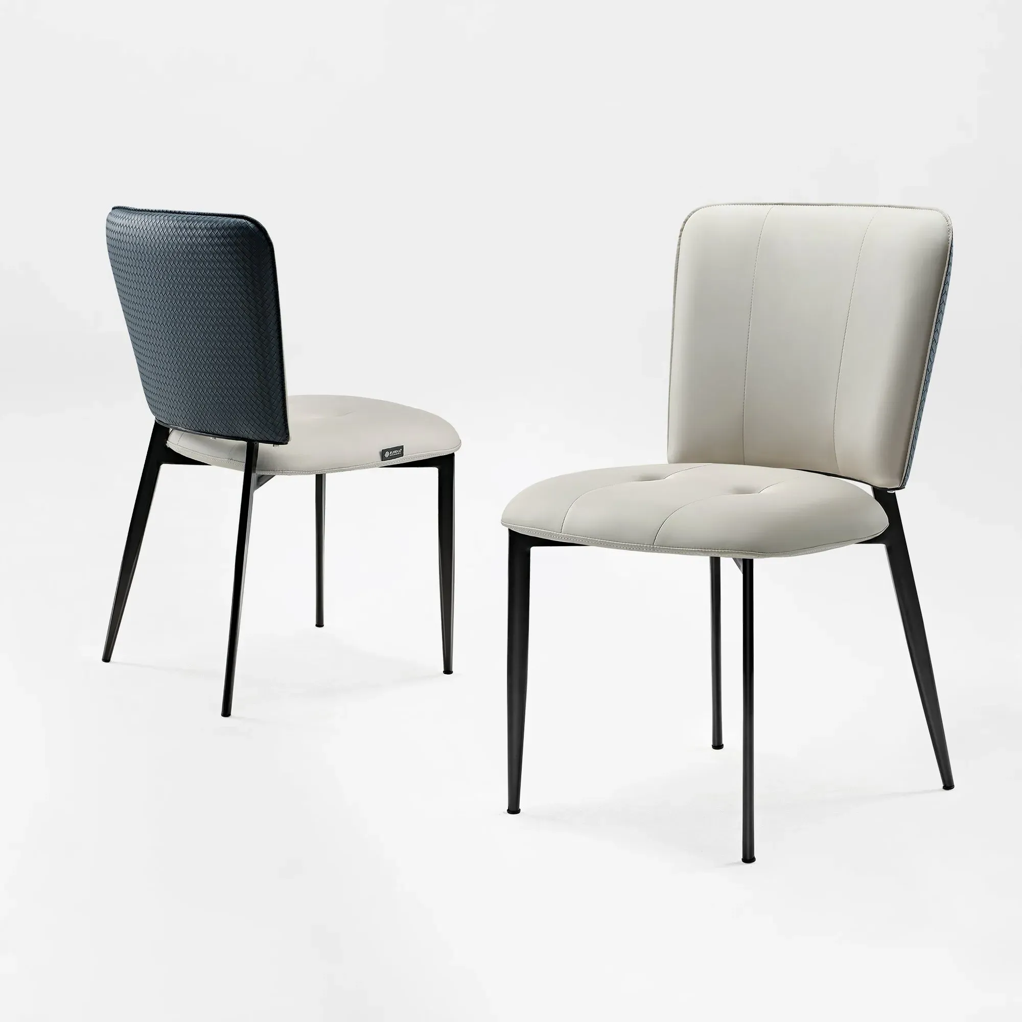 Aspen Set of 2 Upholstered Dining Side Chairs - Indigo Blue, Woven Leather product