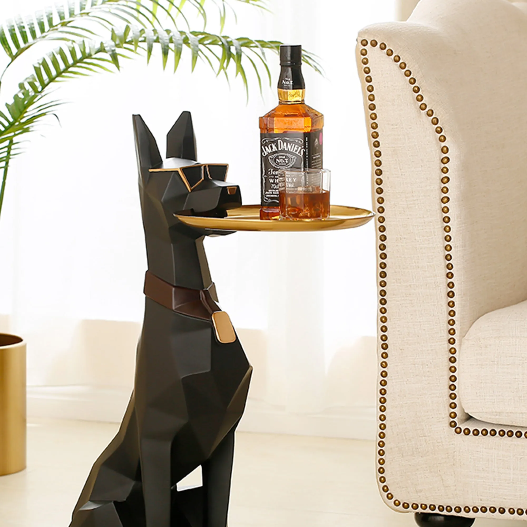 Big Doberman Dog Side Table - 29"H