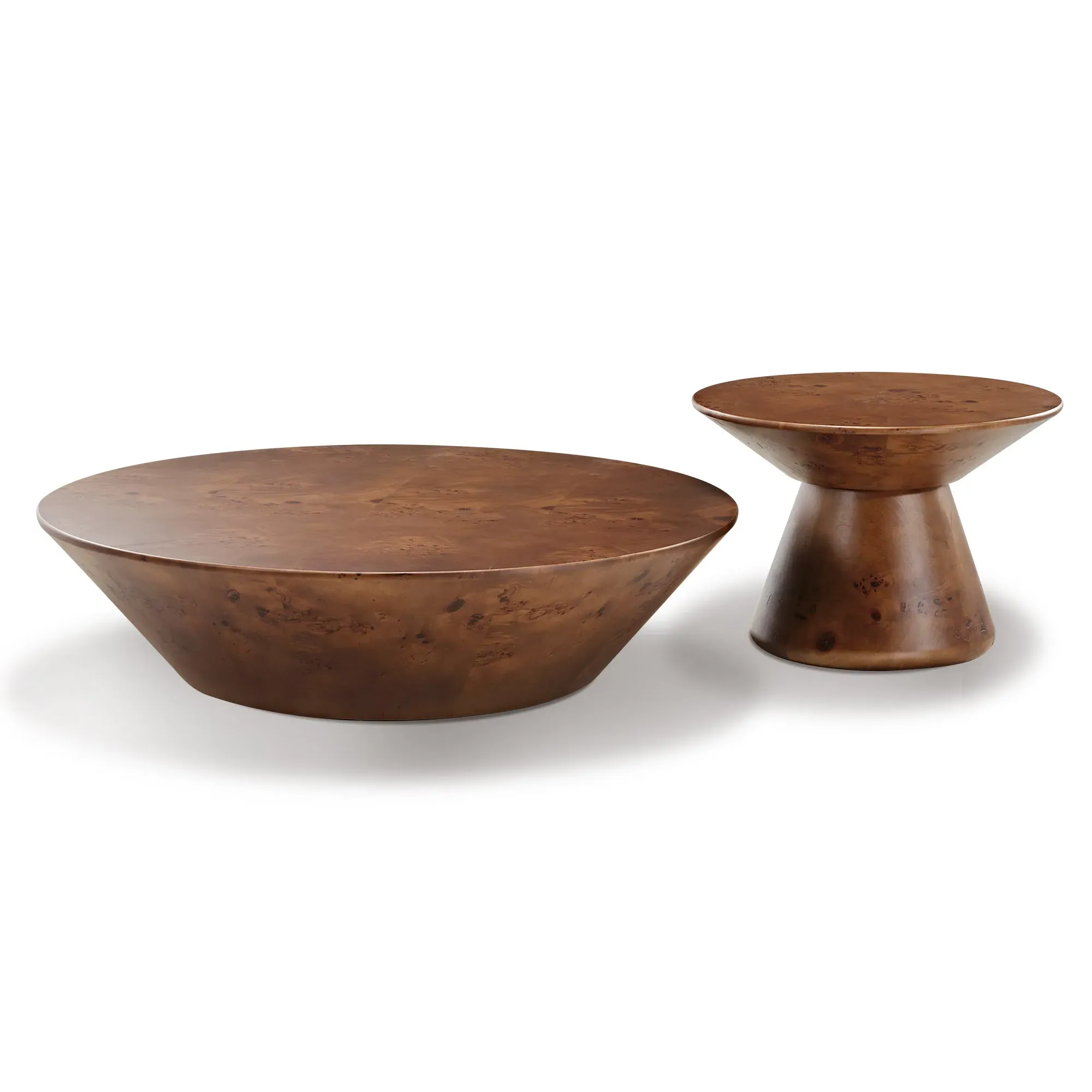 Brown Round Coffee Table Set of 2