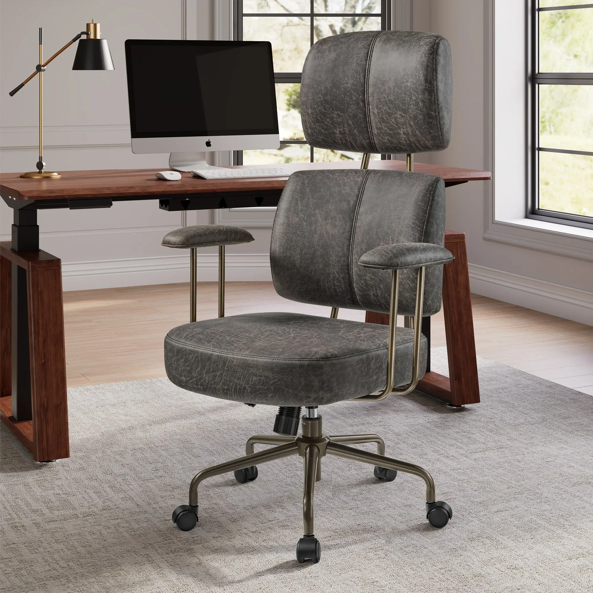 Cameron High Back Office Chair with Adjustable Headrest - Gray