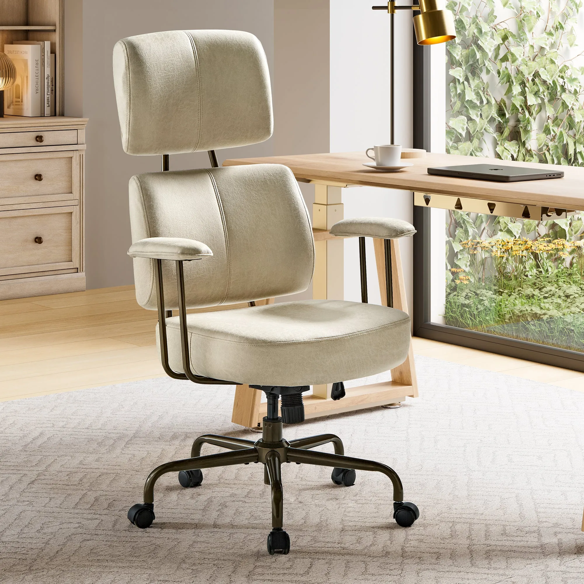 Cameron High Back Office Chair with Adjustable Headrest - Oatmeal