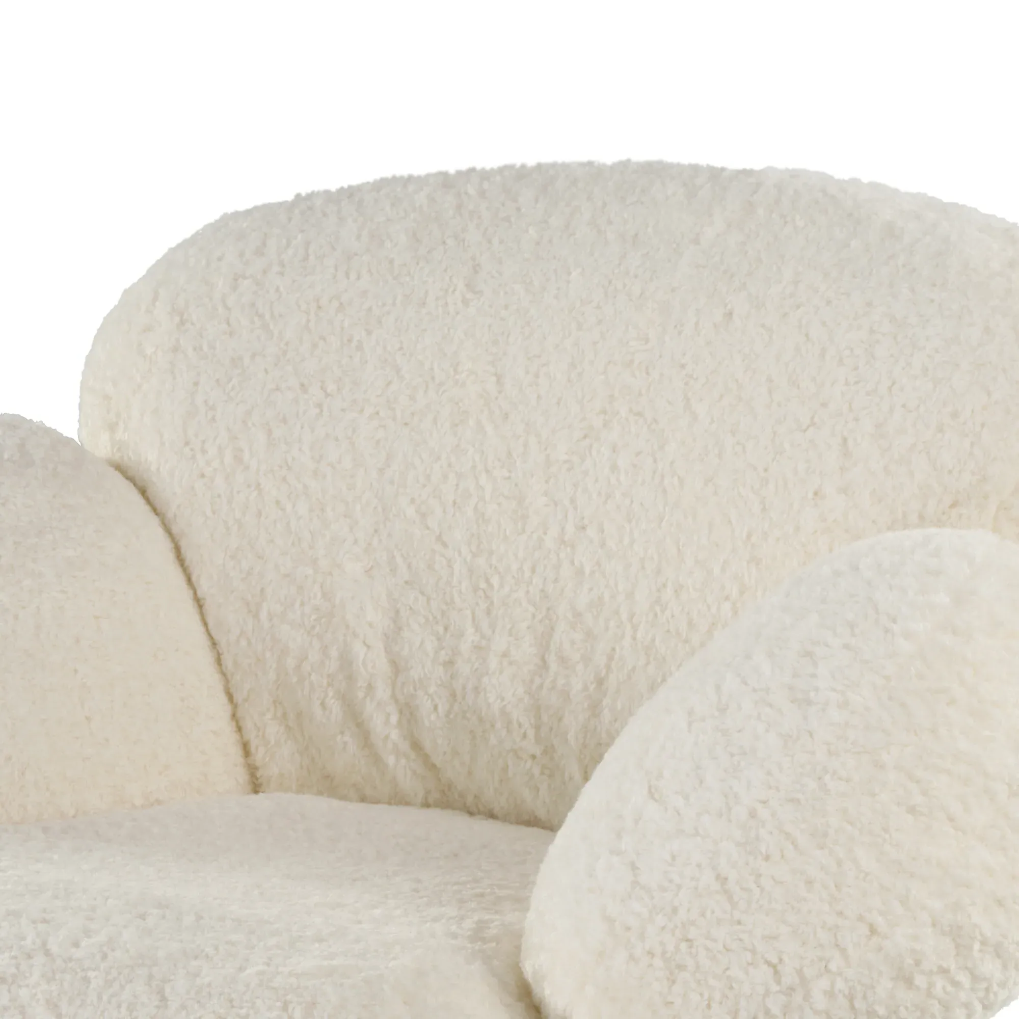 Cara Swivel Lounge Chair - White, Lamb Velvet