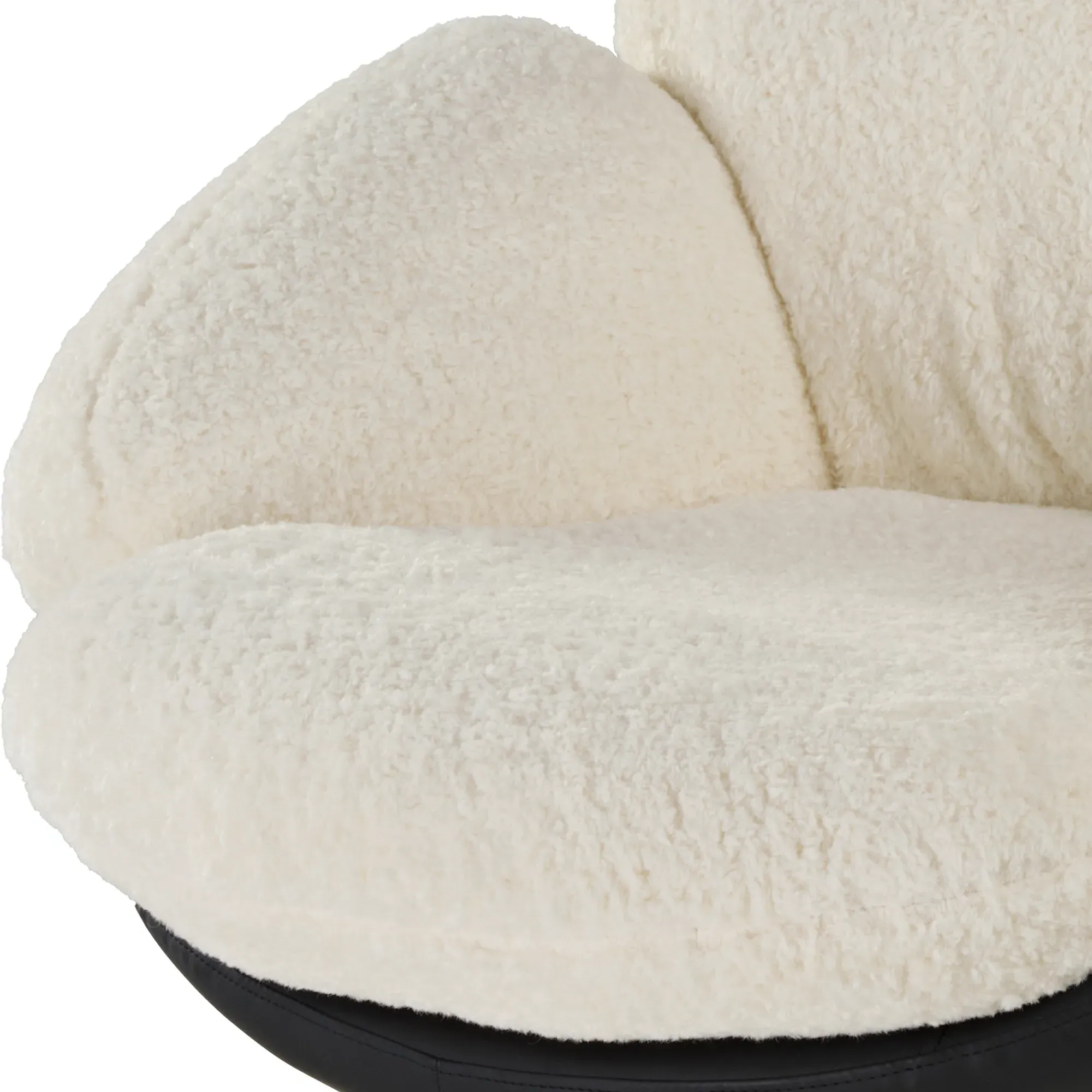 Cara Swivel Lounge Chair - White, Lamb Velvet