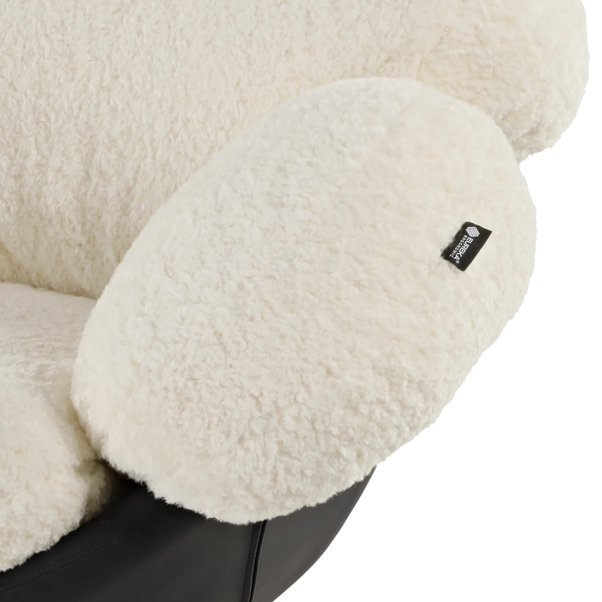Cara Swivel Lounge Chair - White, Lamb Velvet