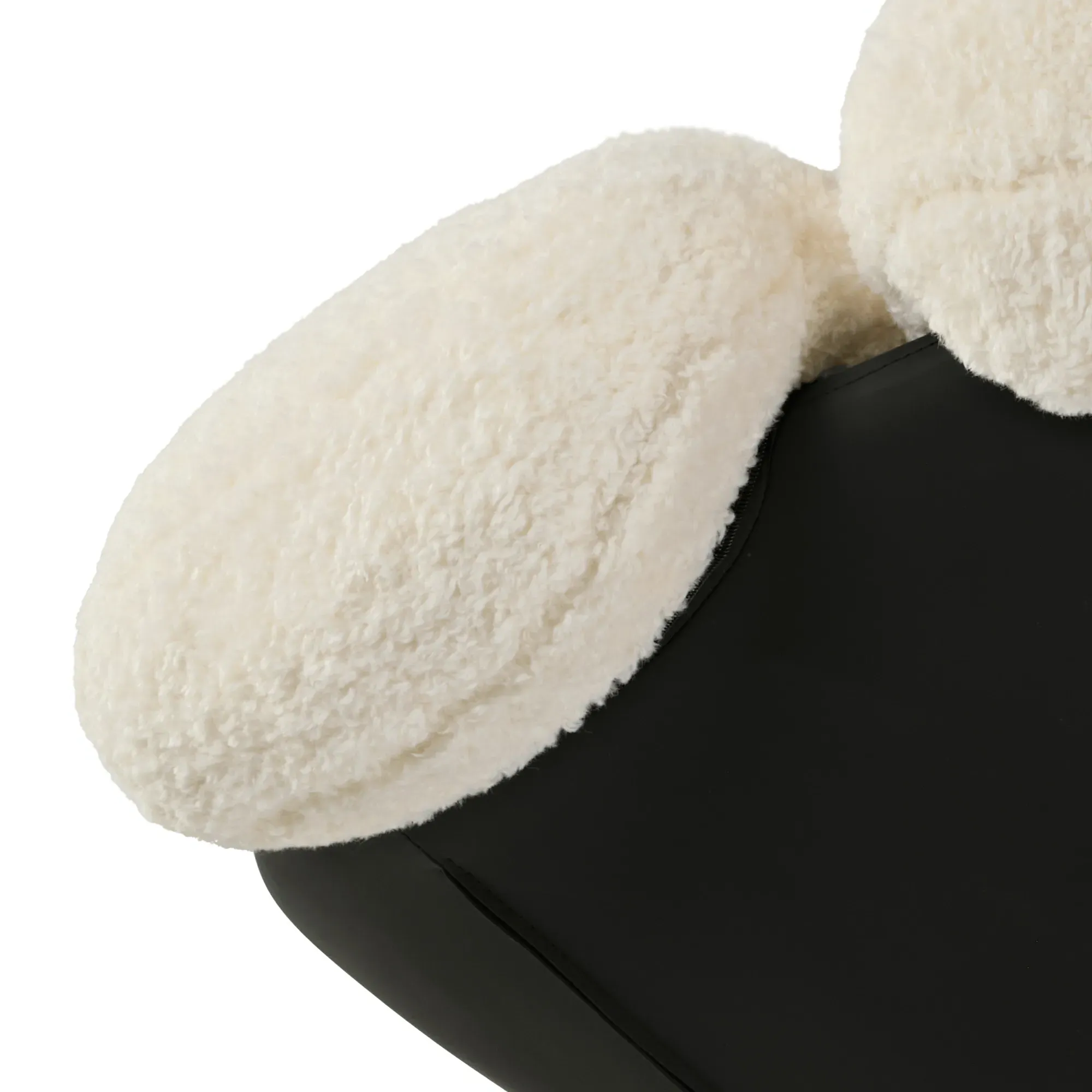 Cara Swivel Lounge Chair - White, Lamb Velvet