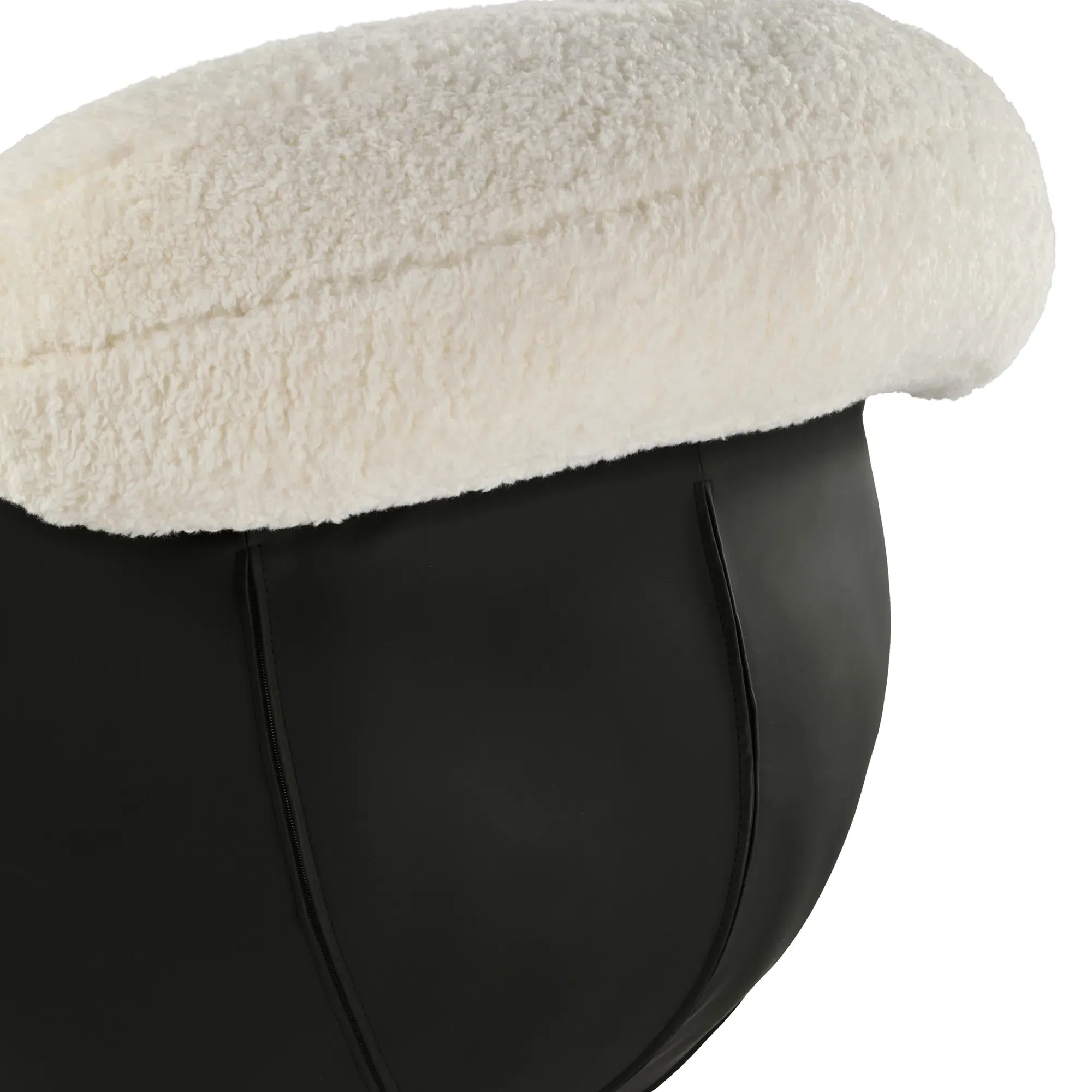 Cara Swivel Lounge Chair - White, Lamb Velvet